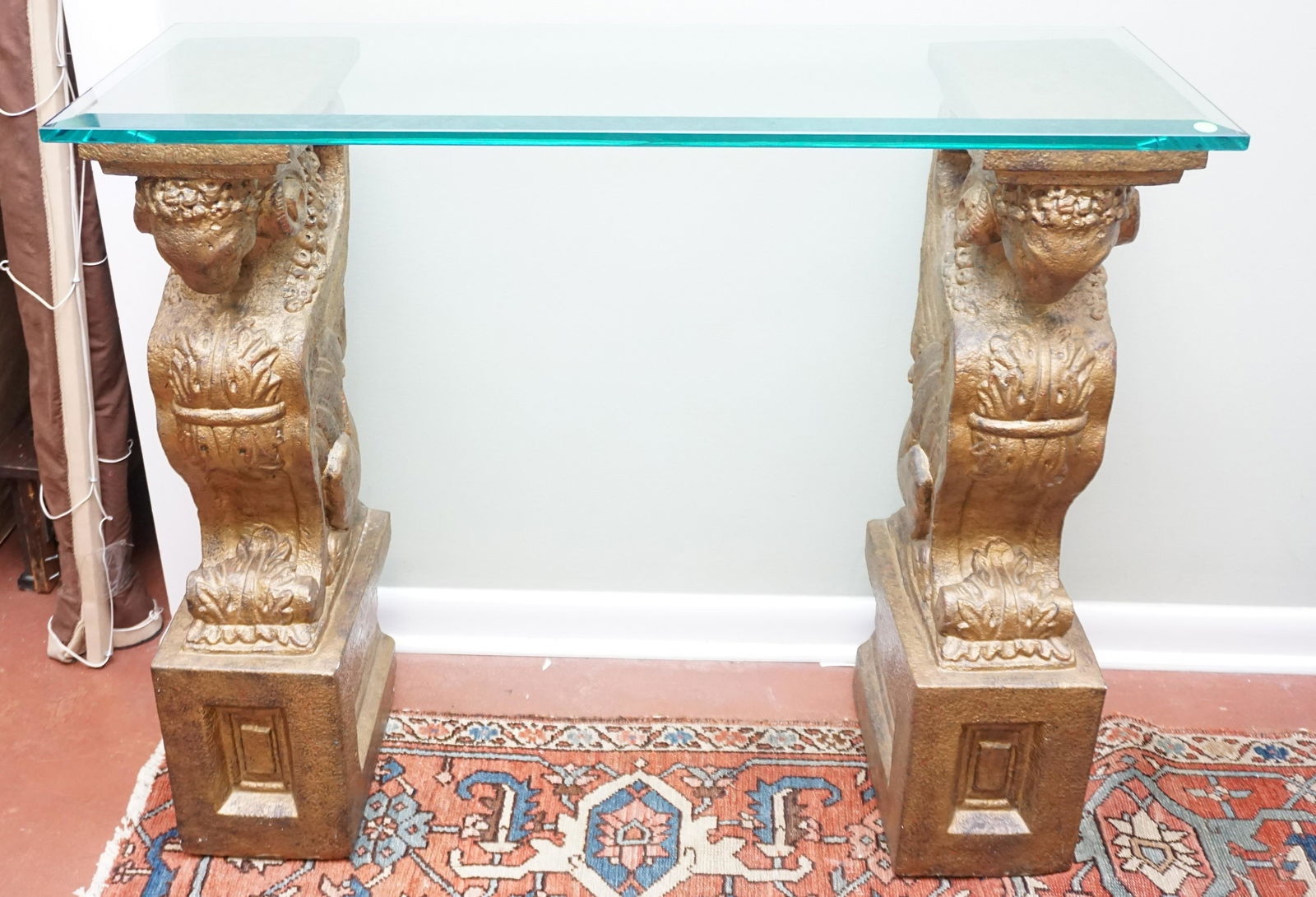 VINTAGE PLASTER & GLASS ITALIAN STYLE CONSOLE (1 of 5)