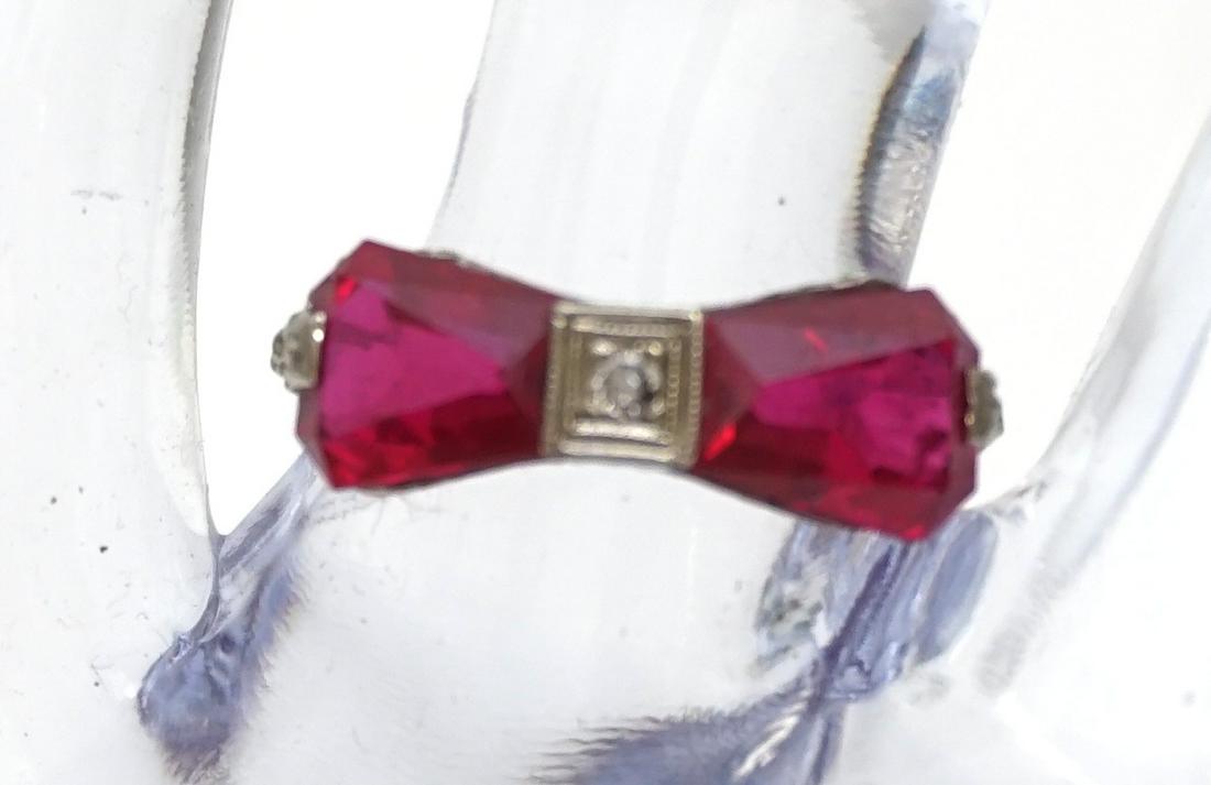 ESTATE ART DECO 14K PINK GARNET DIAMOND RING (1 of 5)