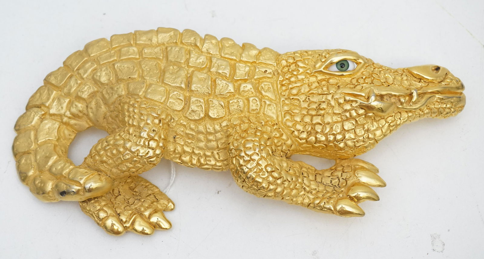 LARGE MARGARITA BARRERA 18k GILT ALLIGATOR BELT BUCKLE (1 of 4)