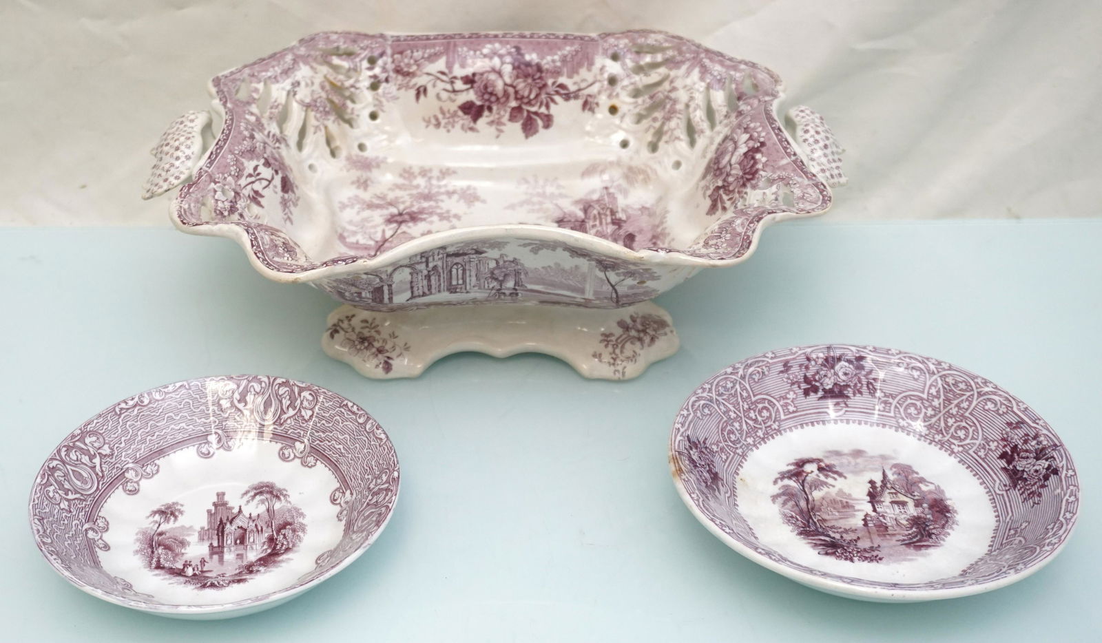 3 pc MULBERRY TRANSFERWARE LARGE BOWL & BOWLS (1 of 9)