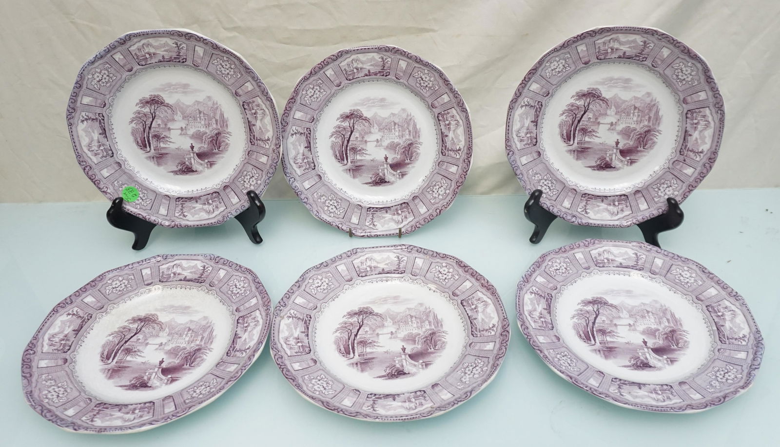 6 ANTIQUE STAFFORDSHIRE SHANNON TRANSFERWARE PLATES (1 of 9)
