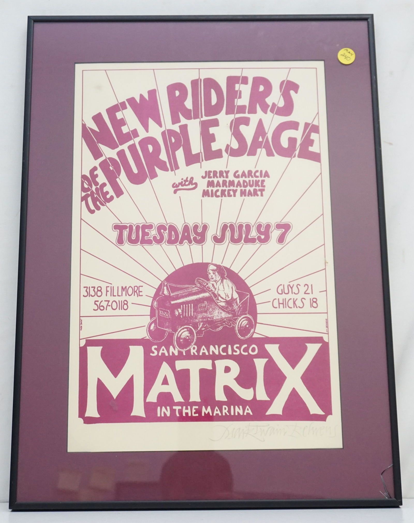 NEW RIDERS PURPLE SAGE 1970 MATRIX CONCERT POSTER (1 of 6)