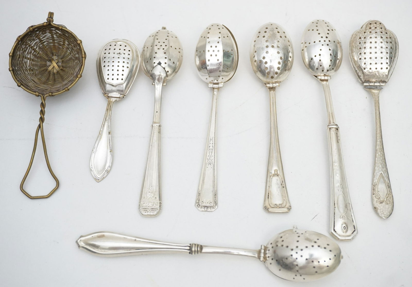8 STERLING & SILVERPLATE TEA INFUSERS (1 of 7)