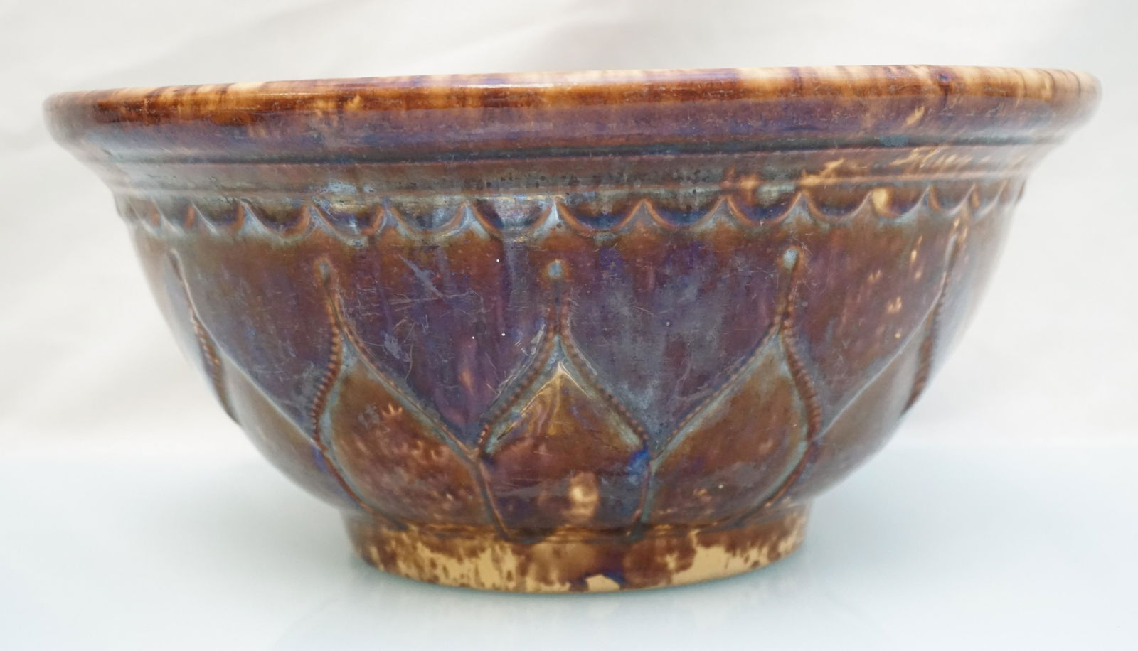 19TH C YELLOW WARE ROCKINGHAM GLAZE MIXING BOWL (1 of 5)