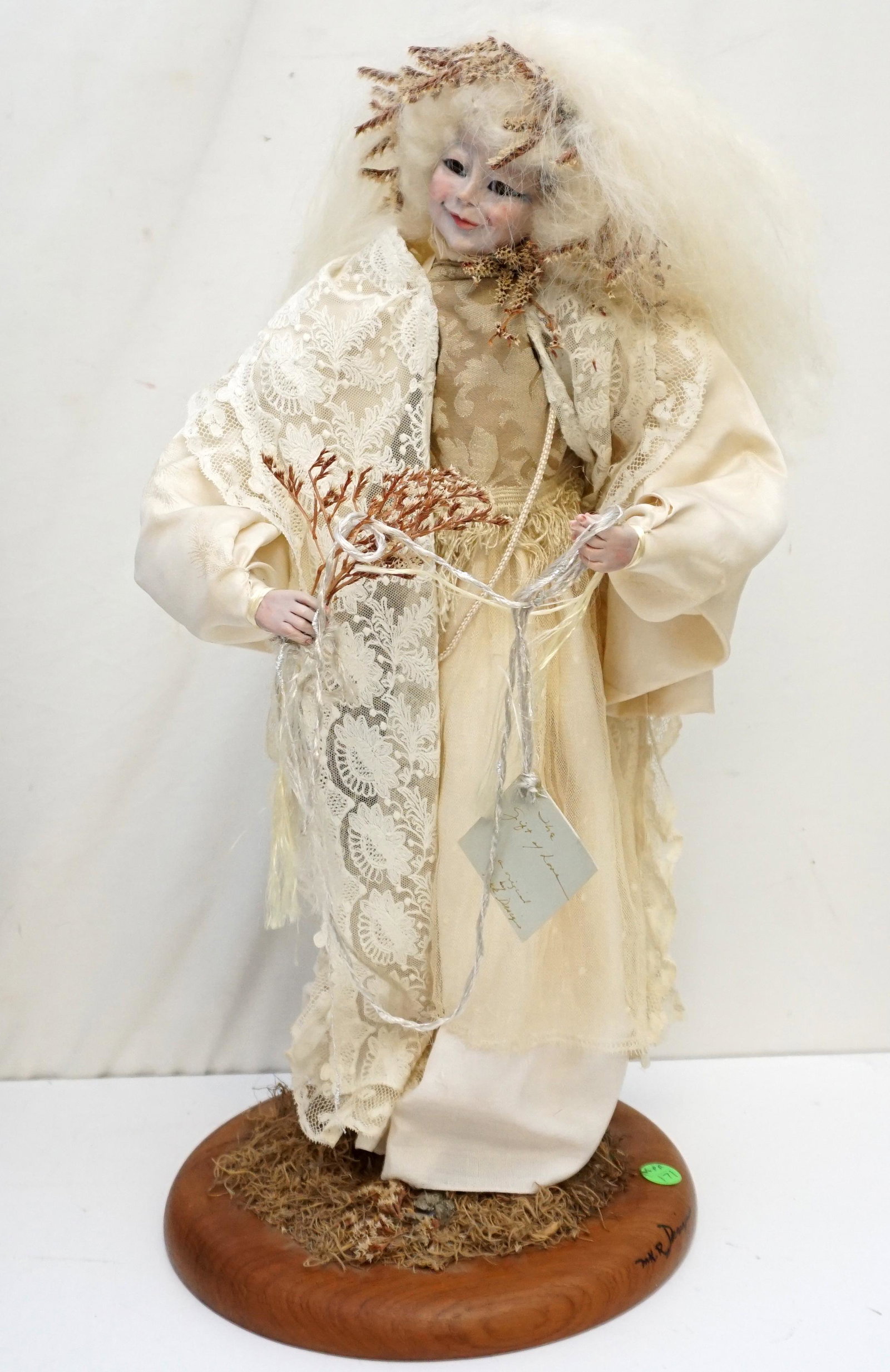MARILYN RADZAT OOAK THE CHILD OF WINTER: Large Original Handmade Marilyn Radzat OOAK Doll "The Child of Winter" made in the early 1990s. Hand sculpted in Prosculpt clay with glass eyes. The costume is created with antique lace, antique fabri