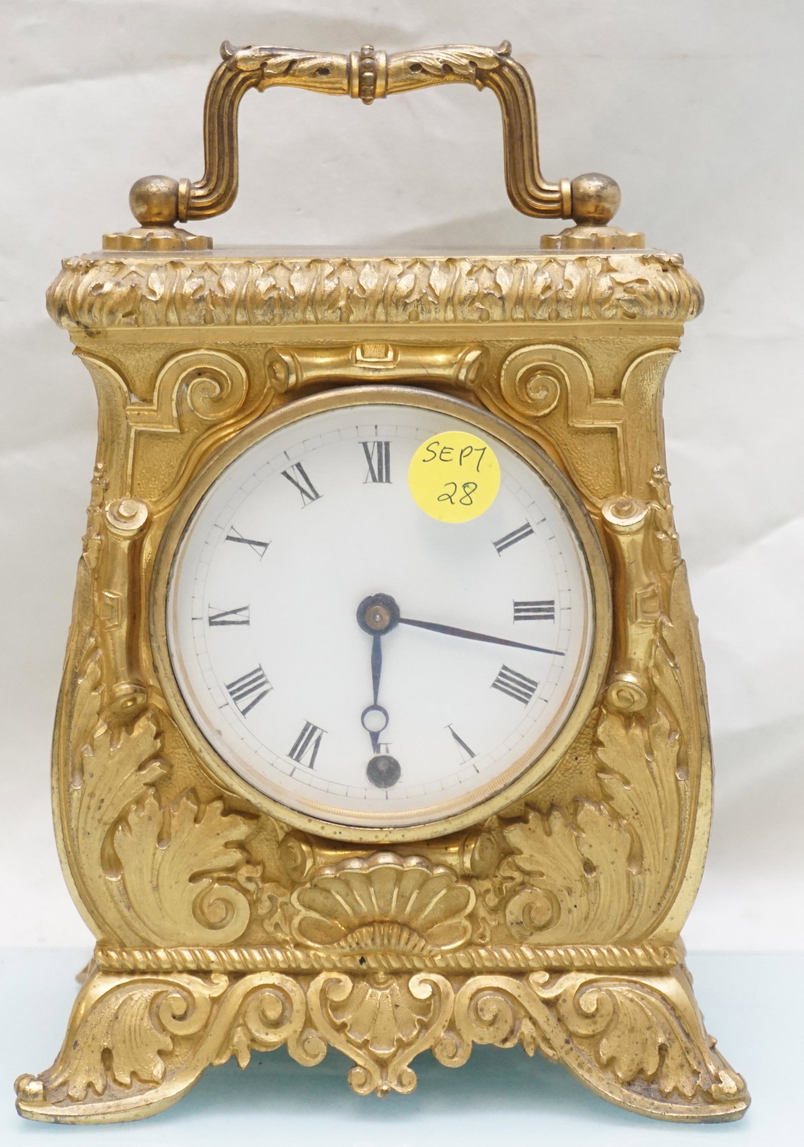 BRONZE GILDED CARRIAGE CLOCK (1 of 6)