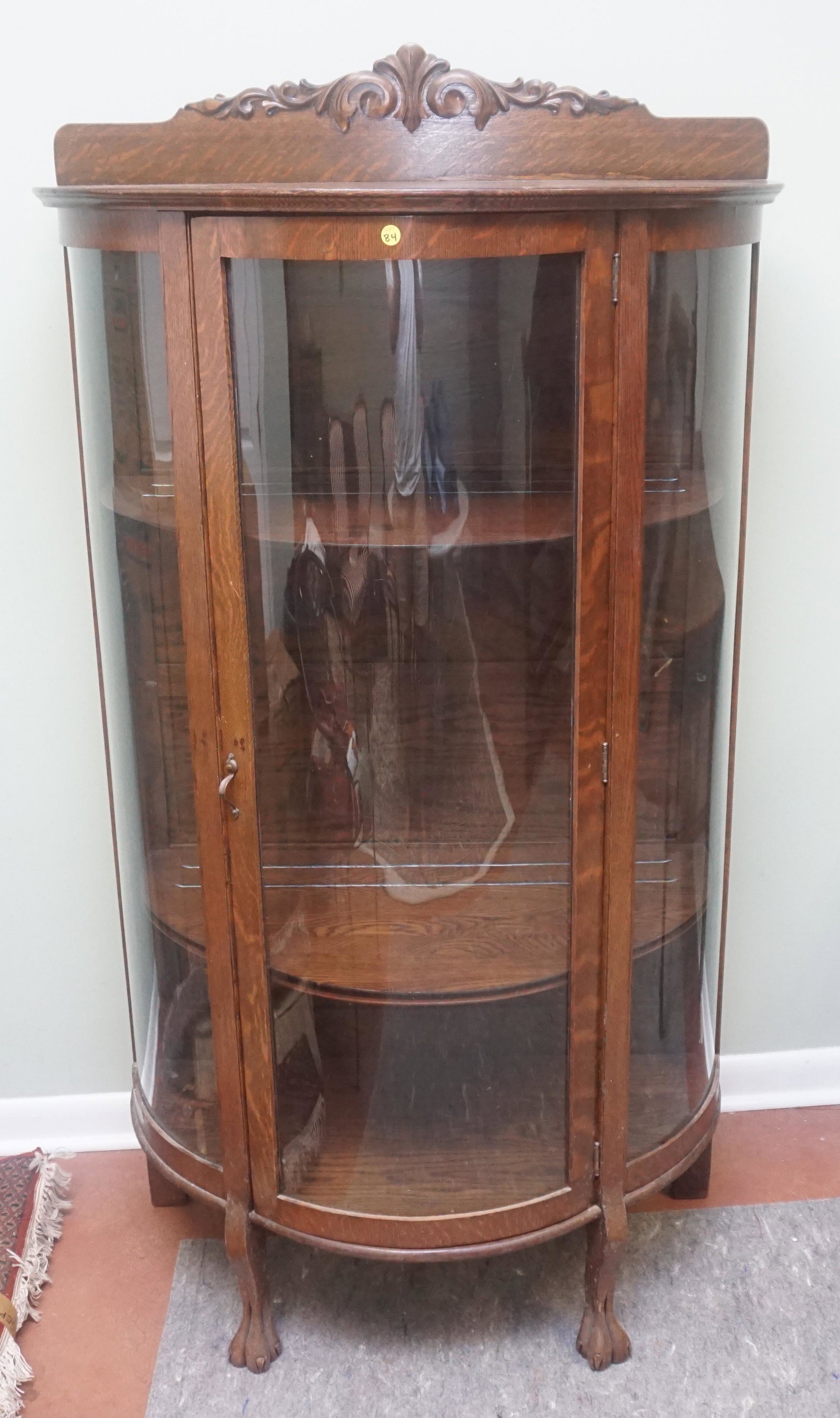ANTIQUE BOW FRONT DISPLAY CABINET (1 of 6)