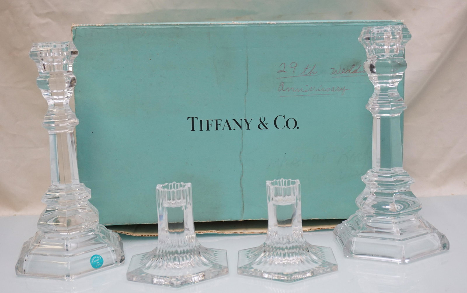 4 TIFFANY CRYSTAL CANDLESTICKS (1 of 6)