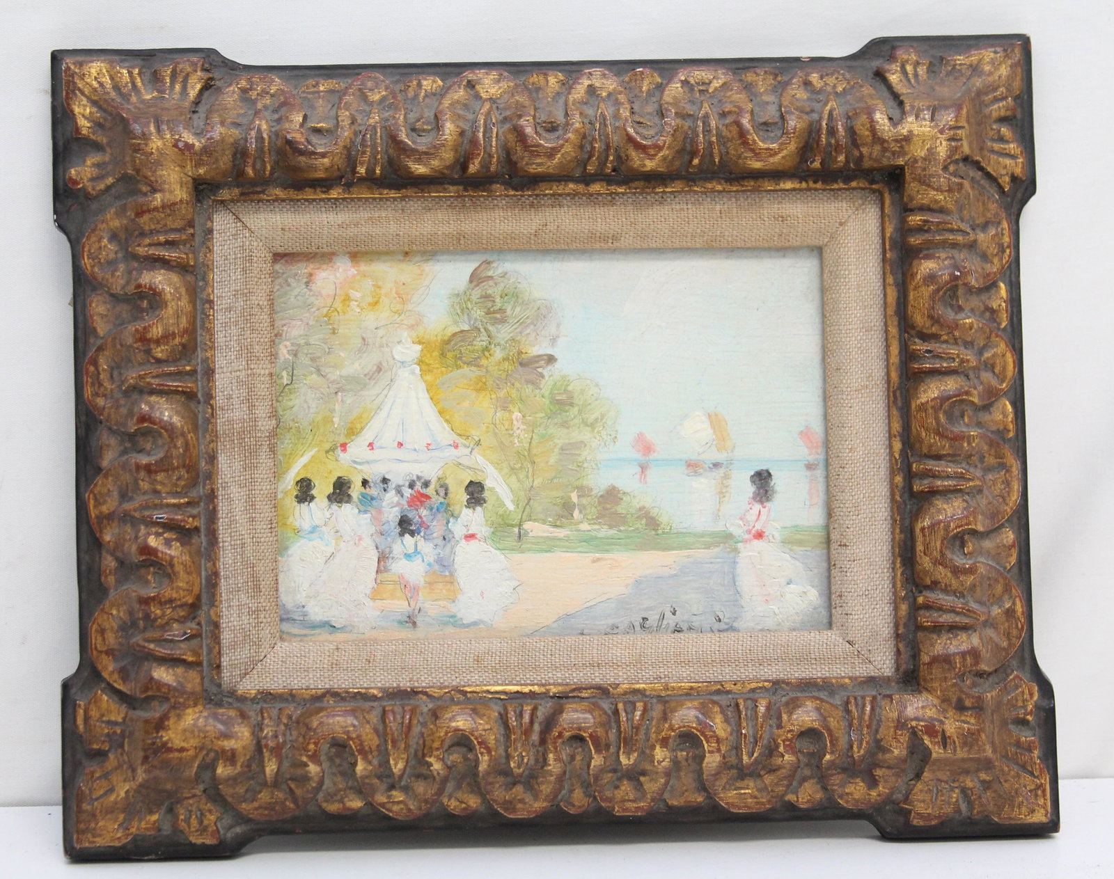 LUIGI CAGLIANI ITALIAN THE CAROUSEL OIL PAINTING (1 of 5)