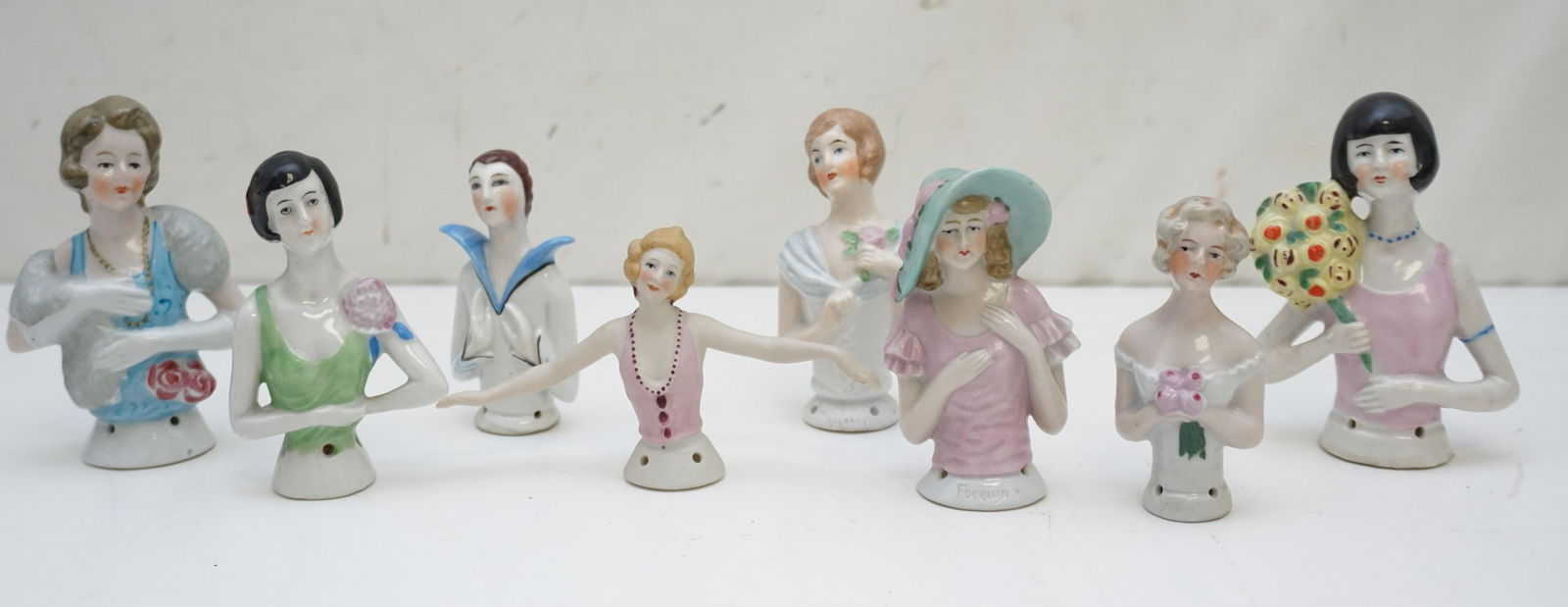 8 ART DECO PORCELAIN HALF DOLLS (1 of 7)