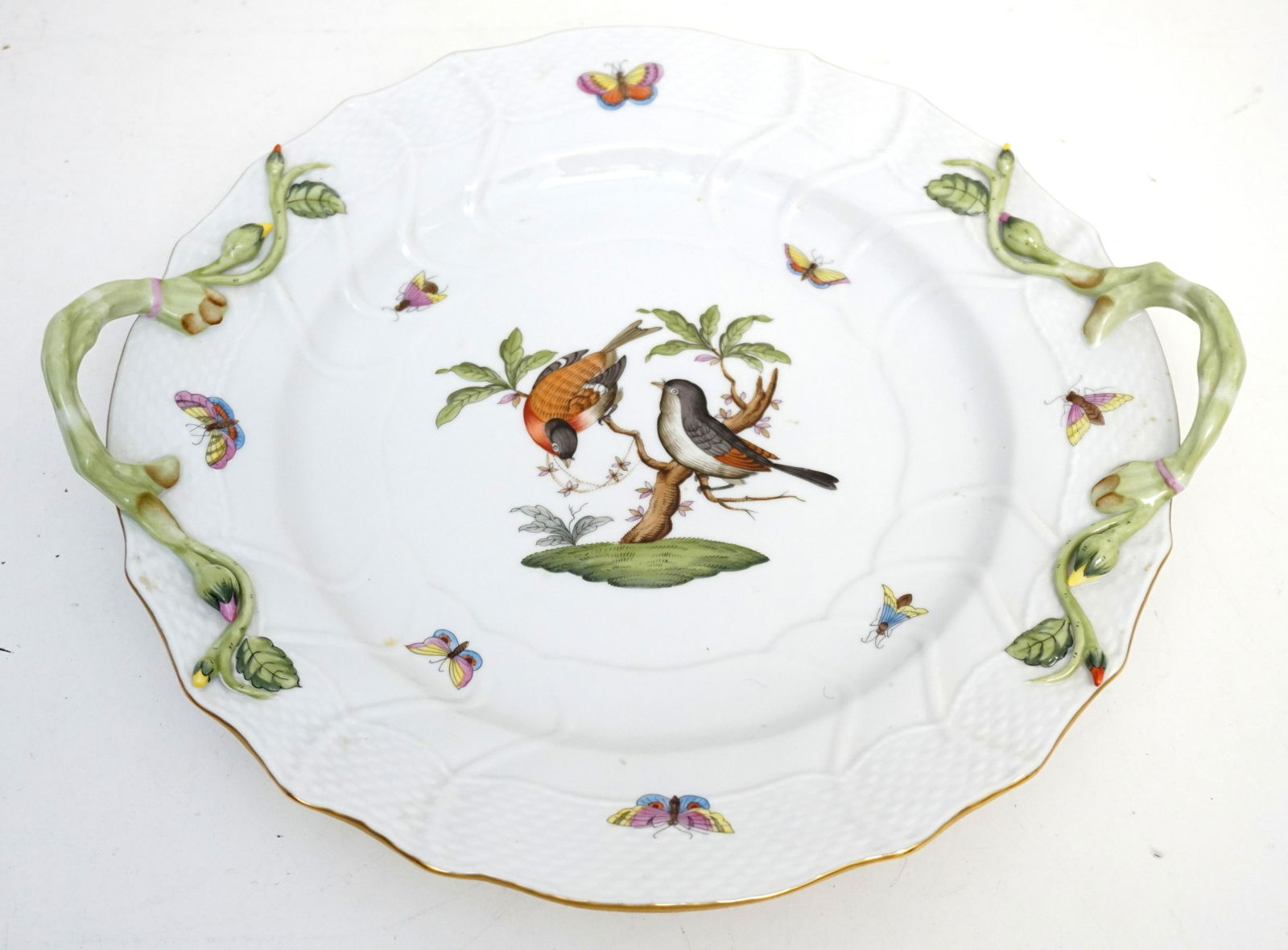 HEREND ROTHSCHILD BIRDS ON BRANCH & INSECTS CHOP PLATE (1 of 5)