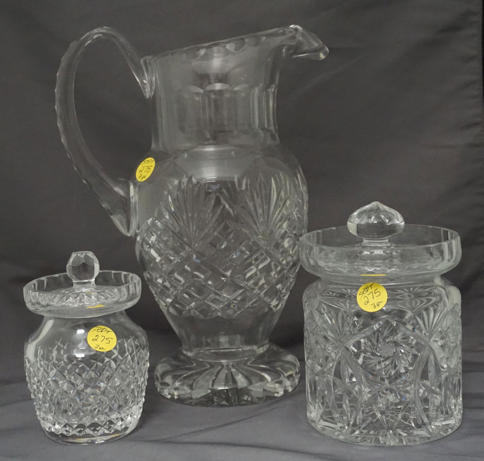 3 CUT CRYSTAL PITCHER - BISCUIT - PRESERVES (1 of 6)