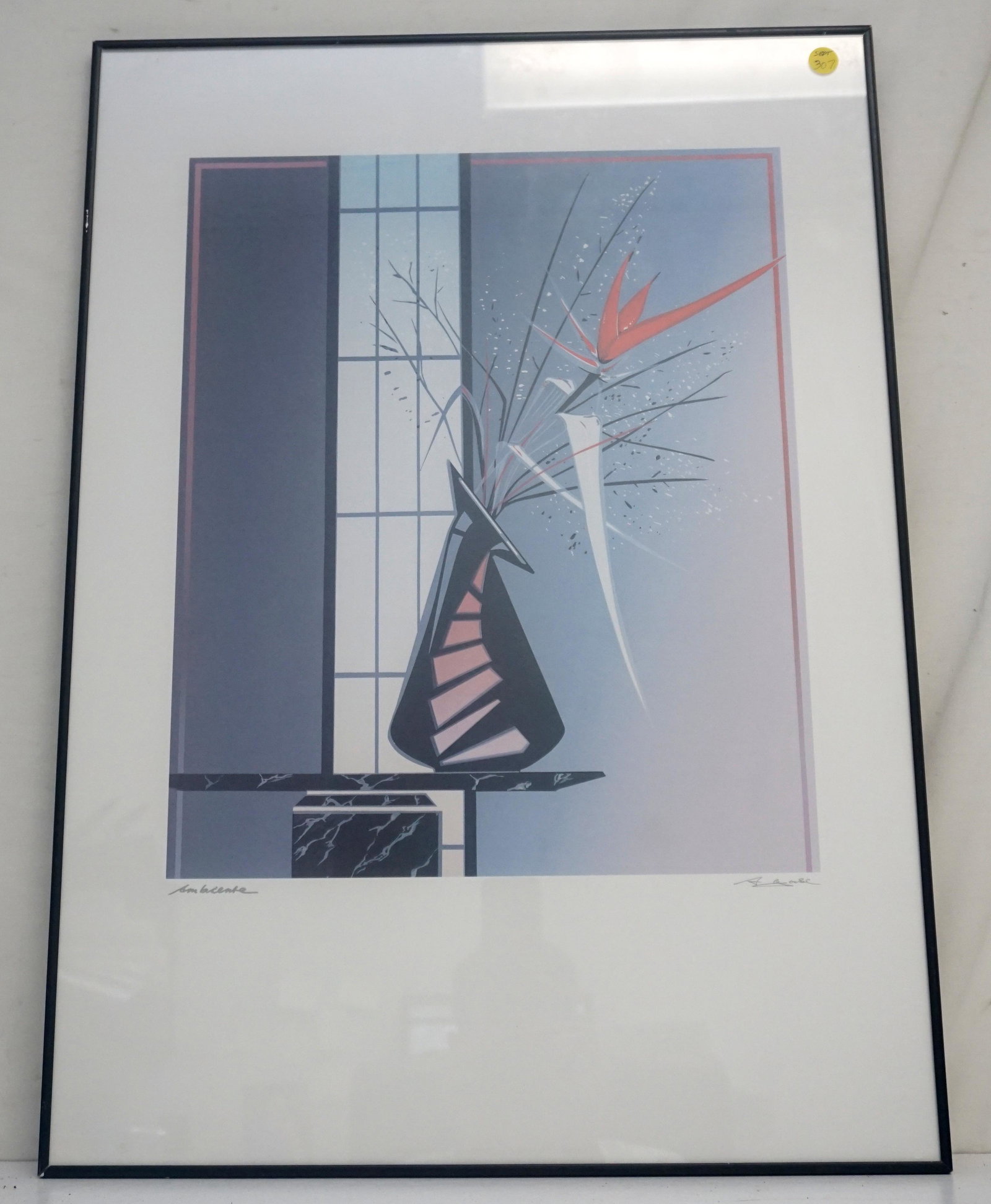 VINTAGE FRAMED ART DECO BIRD OF PARADISE PRINT (1 of 6)