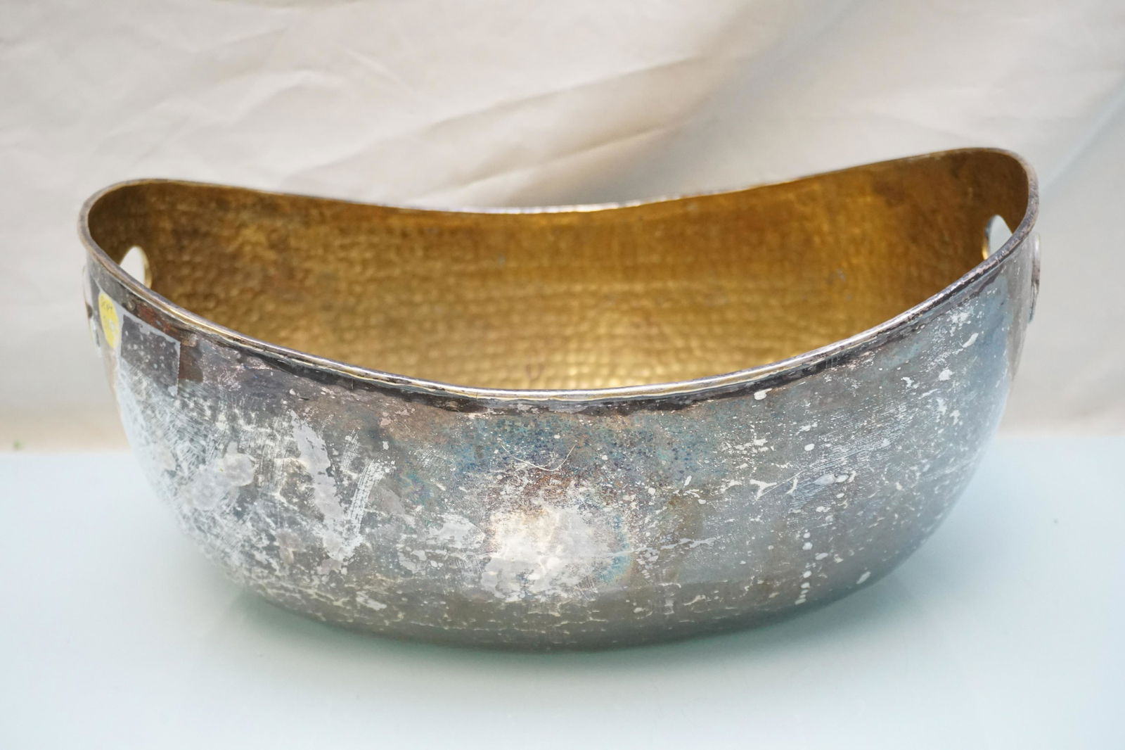 CONTEMPORARY SILVERPLATE ON COPPER HAMMERED BOWL (1 of 5)
