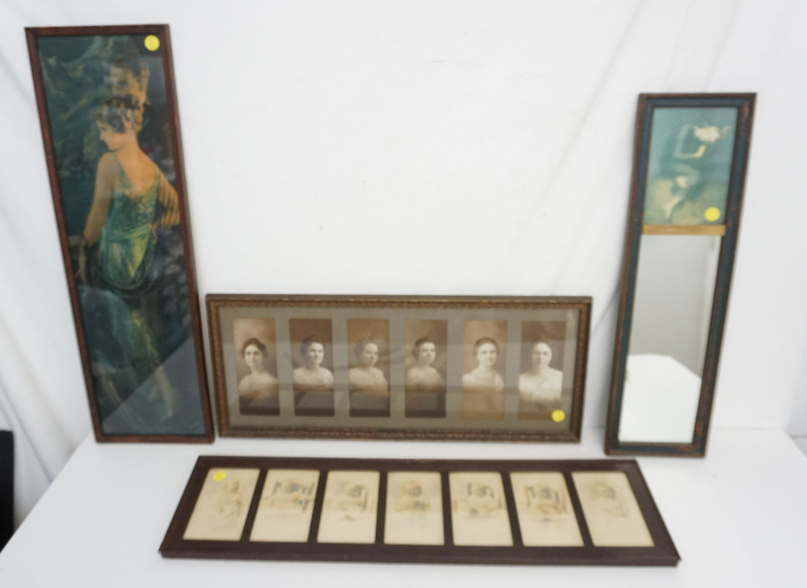 4 LONG ANTIQUE FRAMED PHOTOS - ART - MIRROR. (1 of 7)