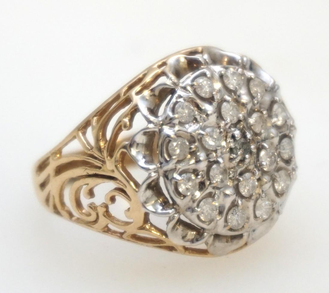 LARGE 10KT GOLD GENTS DIAMOND RING (SZ 10.75) (1 of 4)