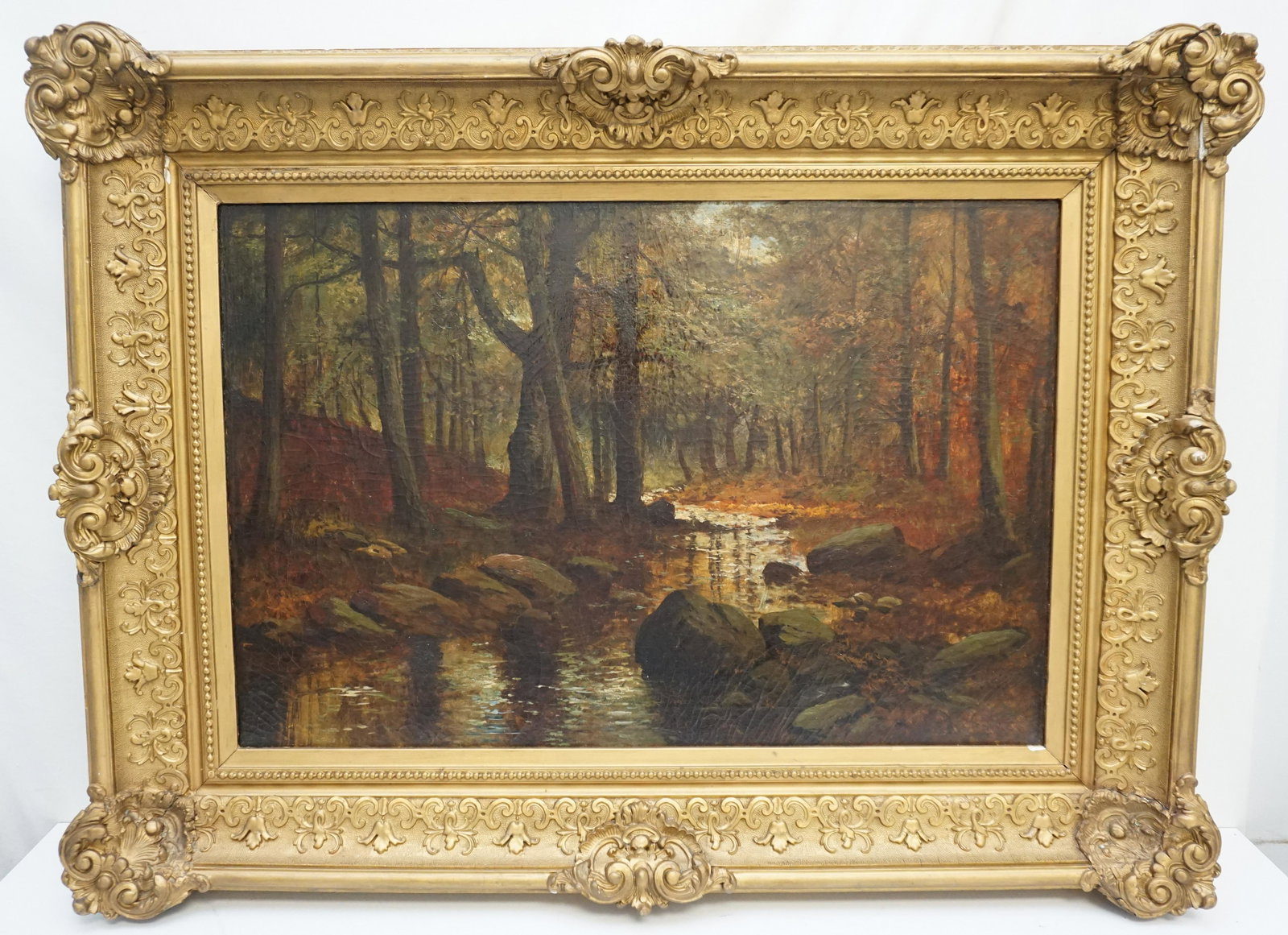 ANTIQUE LANDSCAPE WITH STREAM OIL PAINTING (1 of 9)