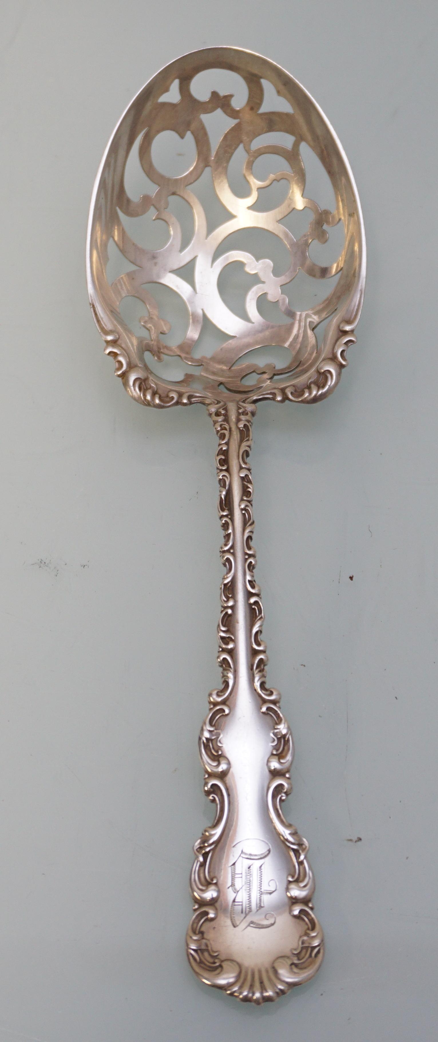 1891 STERLING LARGE ICE SERVING SPOON LOUIS XV (1 of 6)