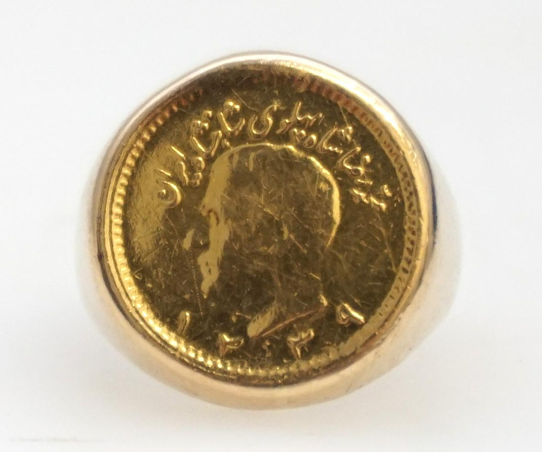 21KT GOLD MOHAMMAD REZA SHAH PAHLAVI GOLD COIN RING SZ 7.5 (1 of 3)
