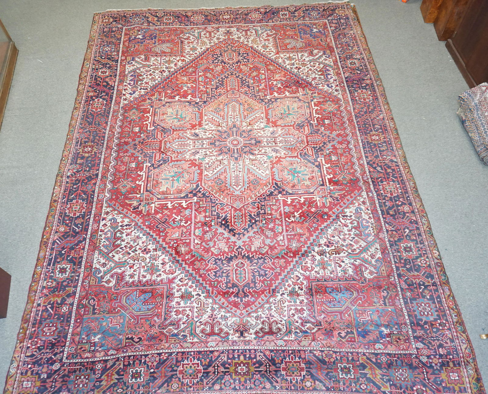 SEMI ANTIQUE HAND KNOTTED LARGE HERIZ RUG (1 of 12)