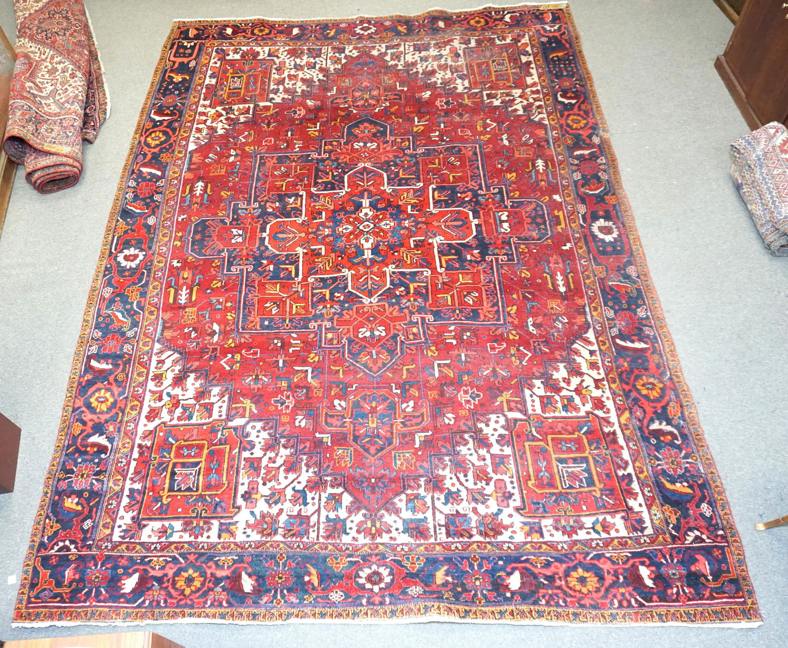SEMI ANTIQUE HAND KNOTTED LARGE HERIZ RUG (1 of 13)