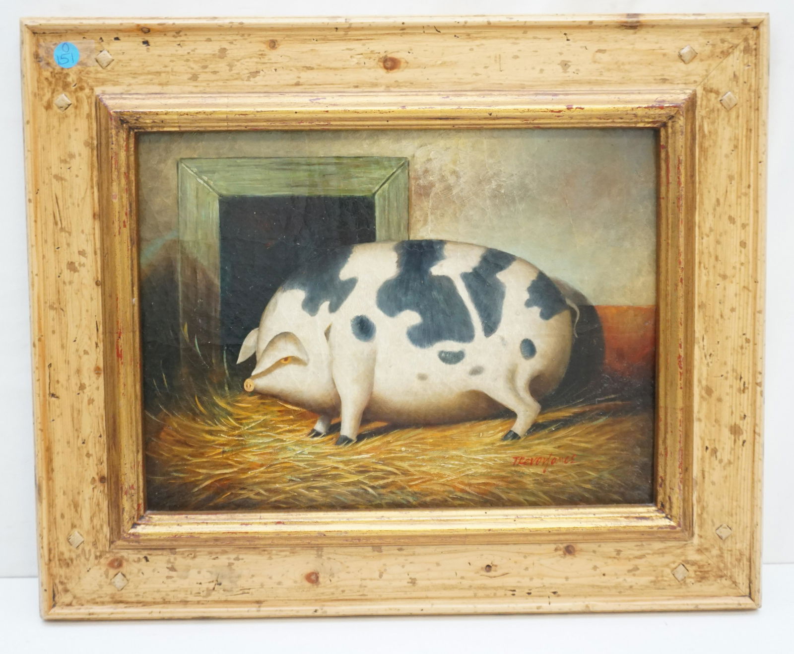 TREVOR JAMES OIL ON CANVAS PIG (1 of 6)