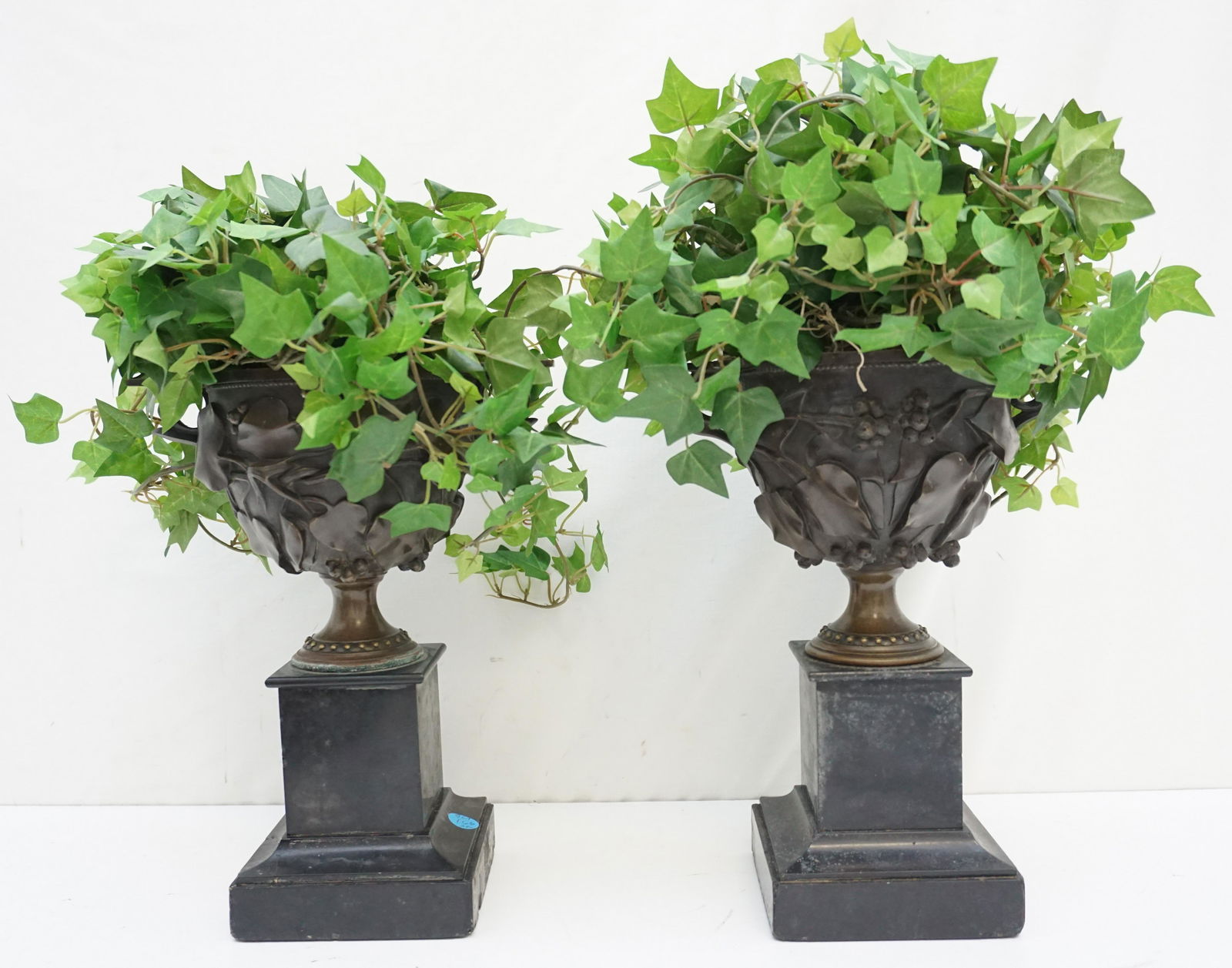 PAIR ANTIQUE BRONZE URNS (1 of 12)