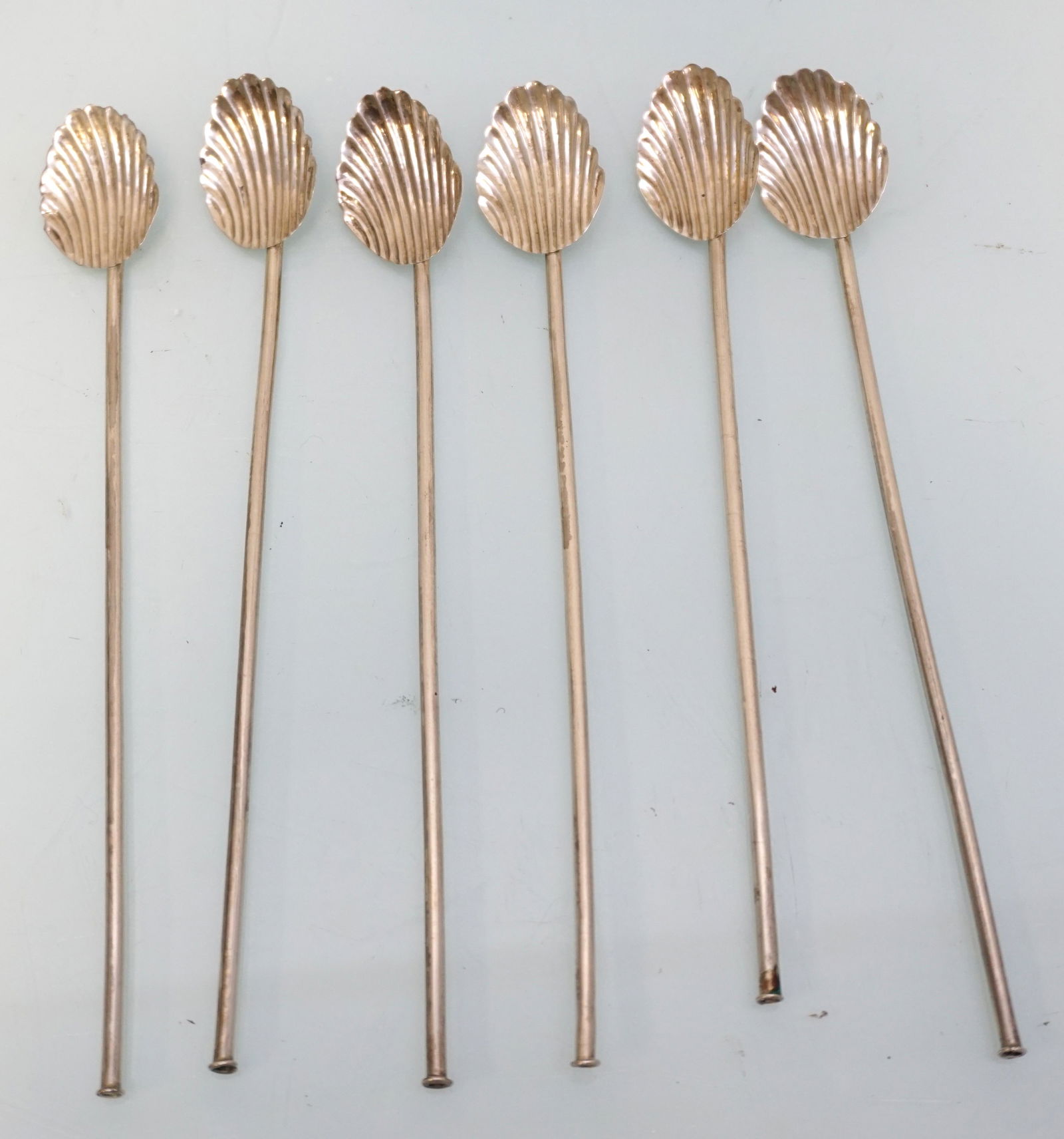 SET OF 6 STERLING SILVER SHELL SPOON STRAWS (1 of 3)