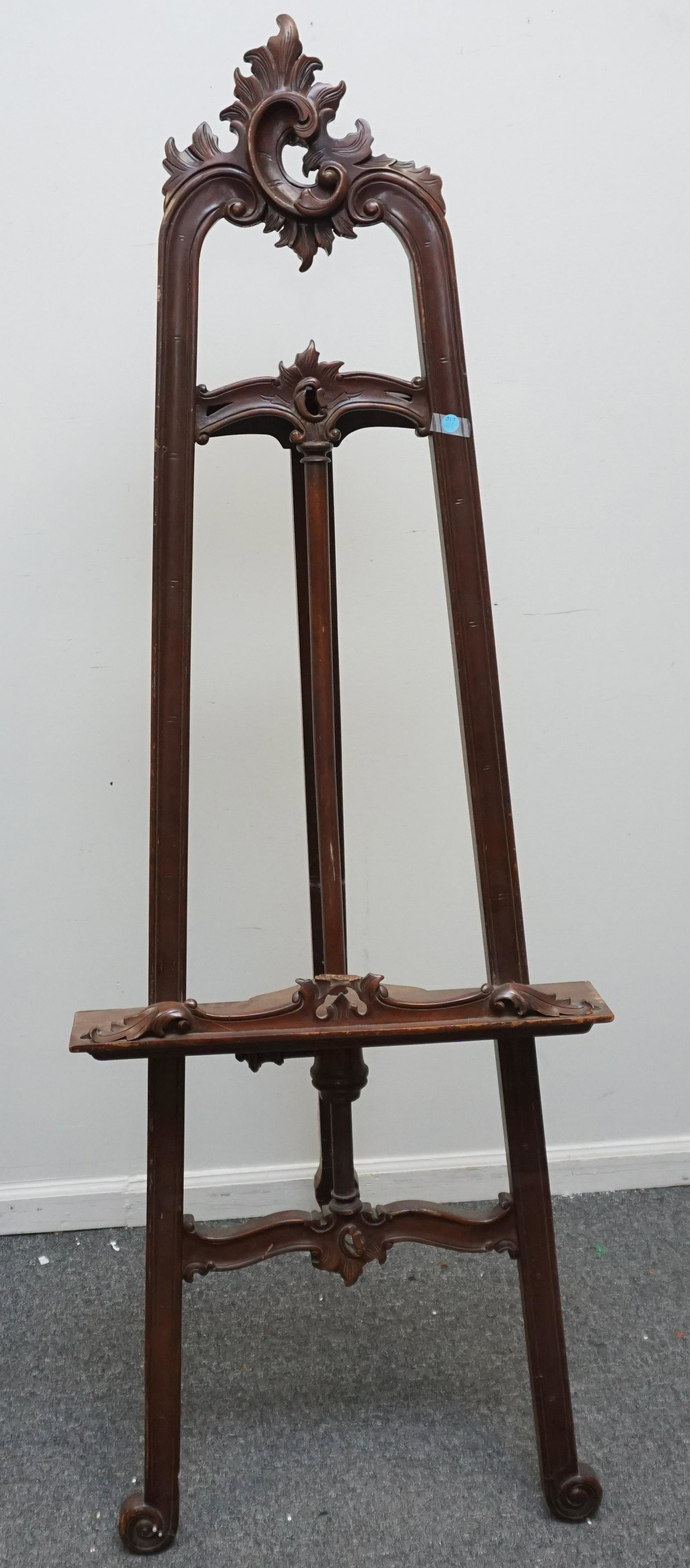 VINTAGE CARVED MAHOGANY EASEL (1 of 9)
