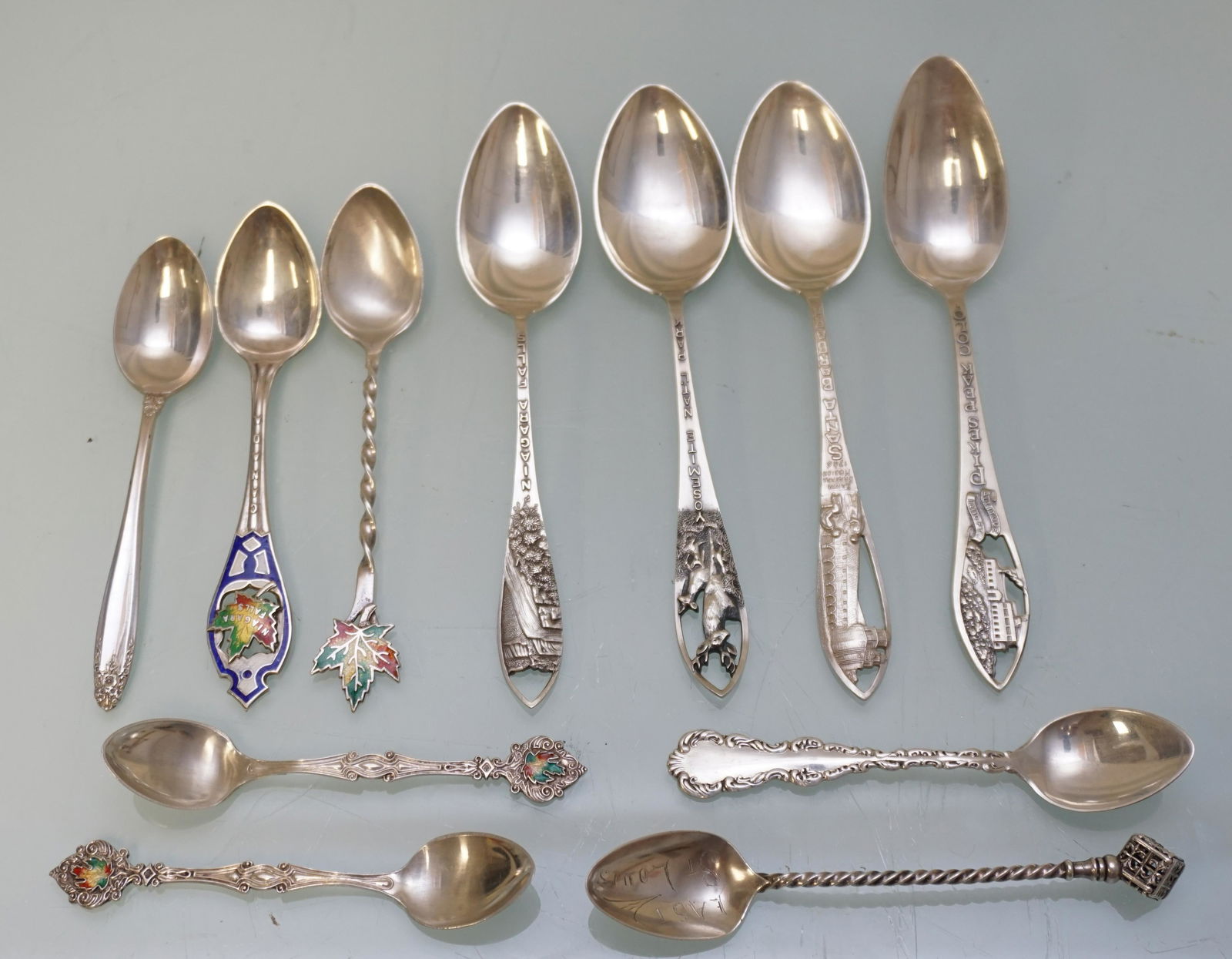 11 ANTIQUE STERLING SILVER SOUVENIR SPOONS (1 of 6)