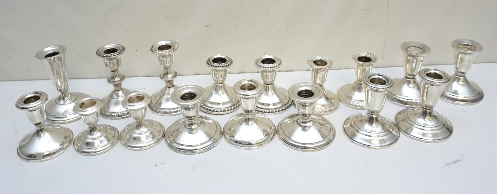 17 STERLING WEIGHTED CANDLESTICKS (1 of 4)