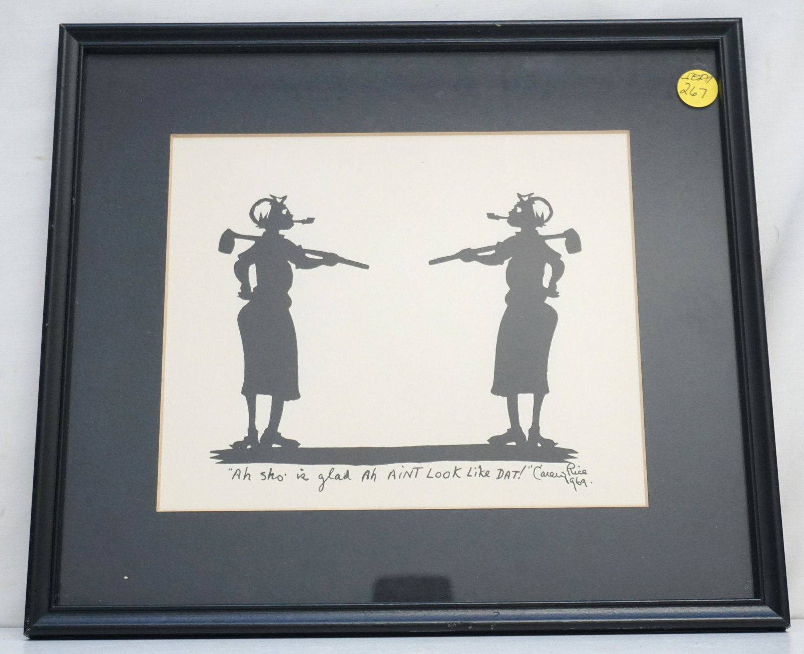 VINTAGE CAREW RICE 1969 AH SHO IS GLAD SILHOUETTE PRINT (1 of 4)