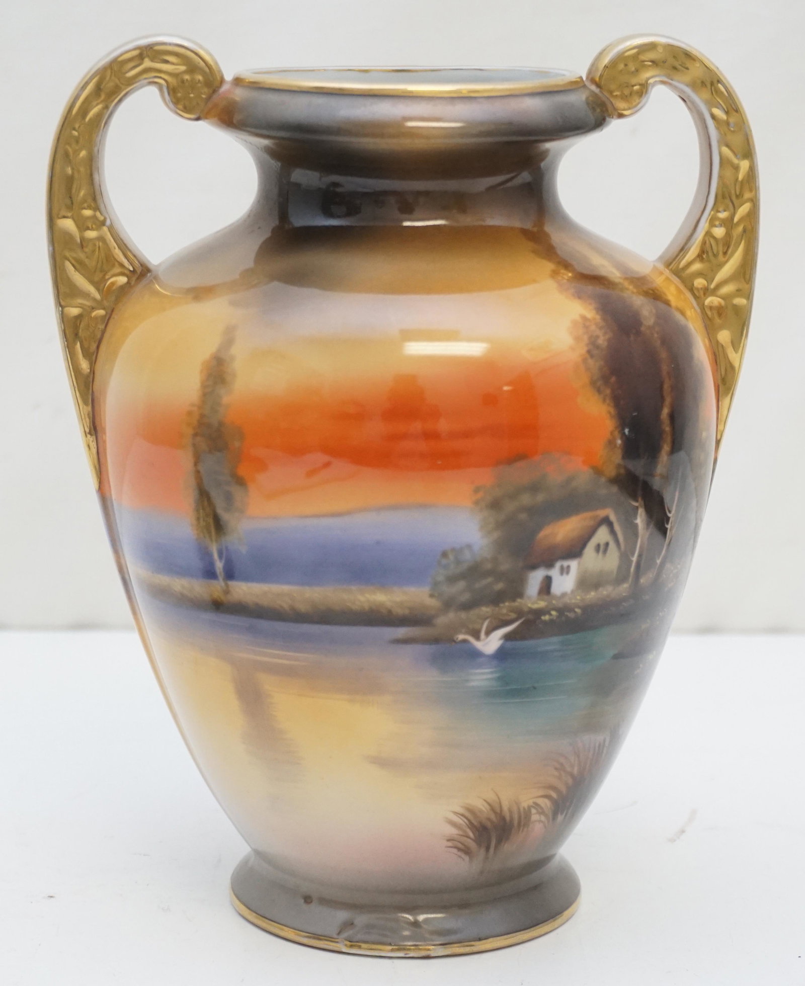 NORITAKE HAND PAINTED LANDSCAPE VASE (1 of 8)