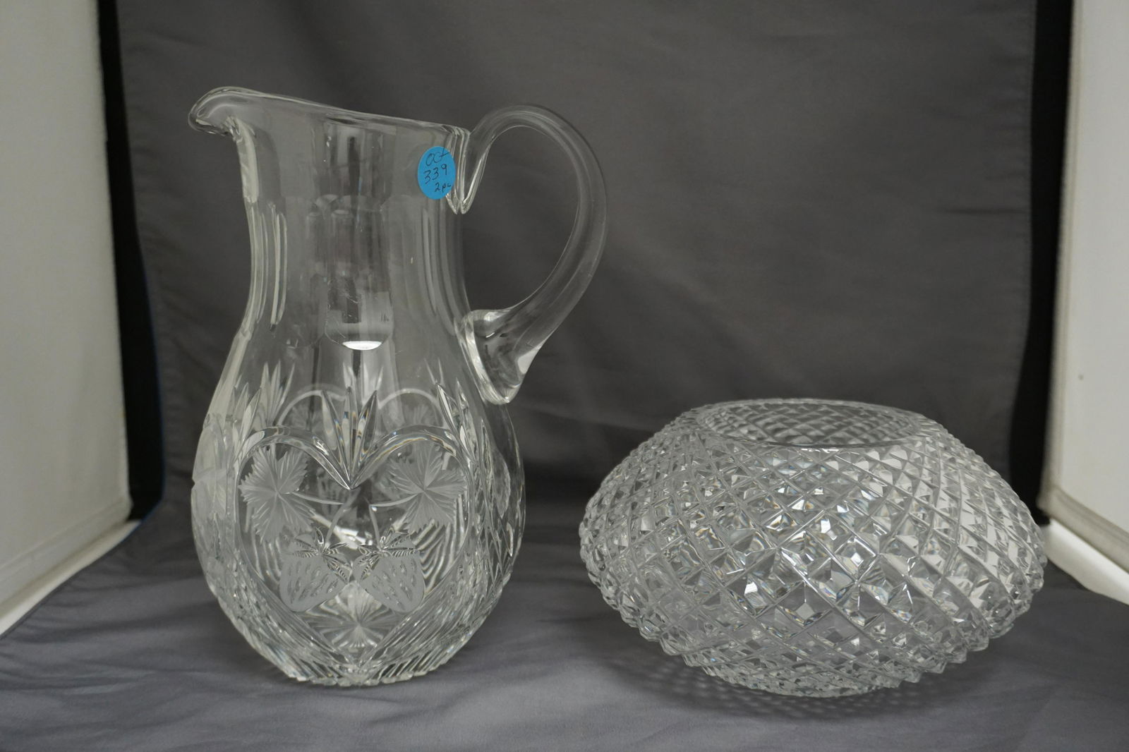 2 PC CUT CRYSTAL PITCHER & ROSE BOWL (1 of 8)