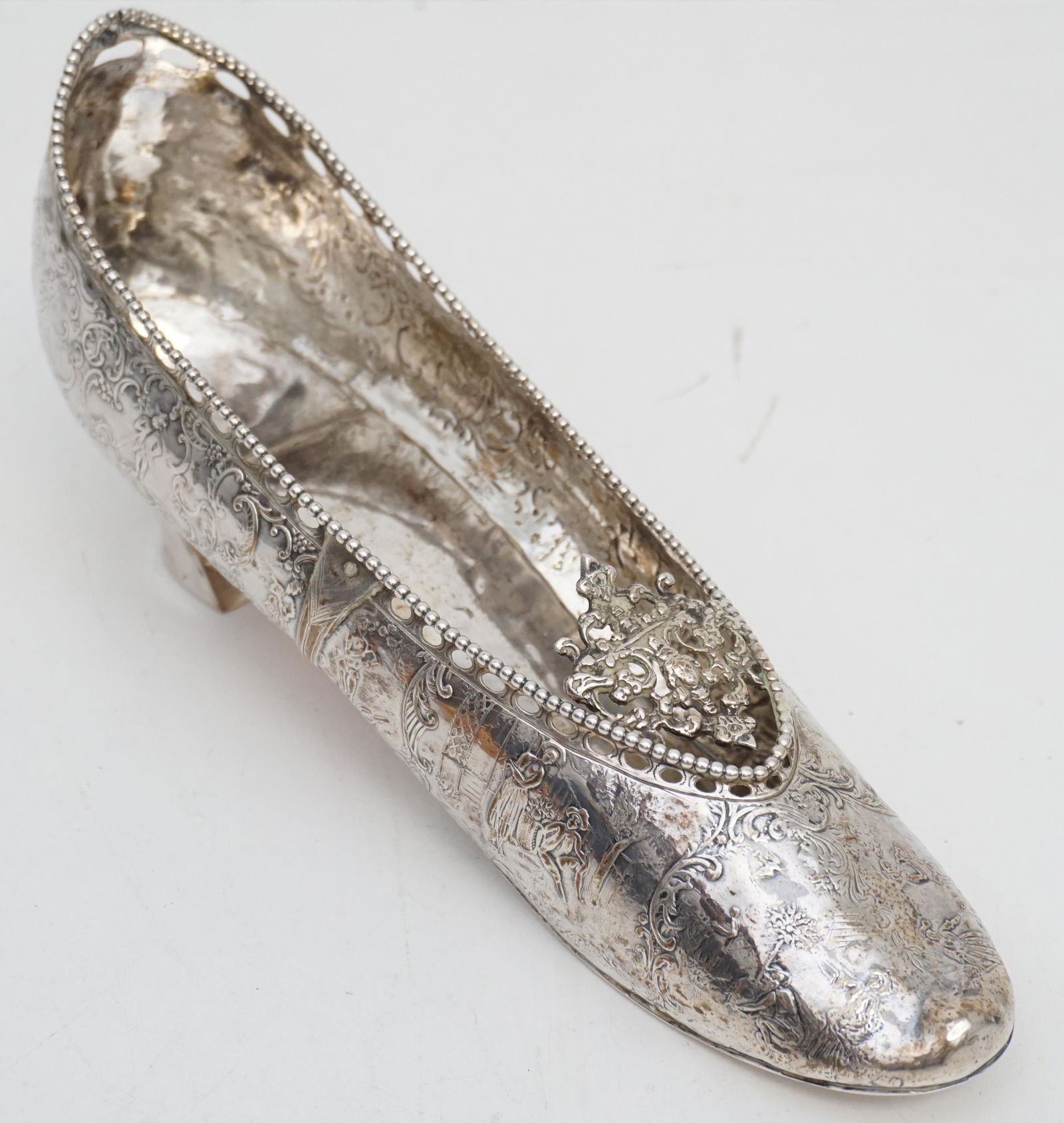 ANTIQUE 19th c STERLING SHOE 10" (1 of 8)