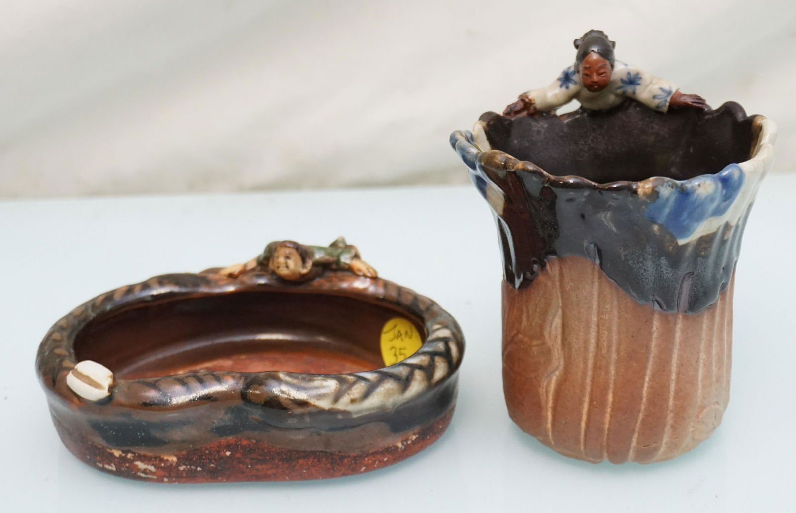 2 PC SUMIDA JAPANESE POTTERY VASE + BOWL (1 of 9)