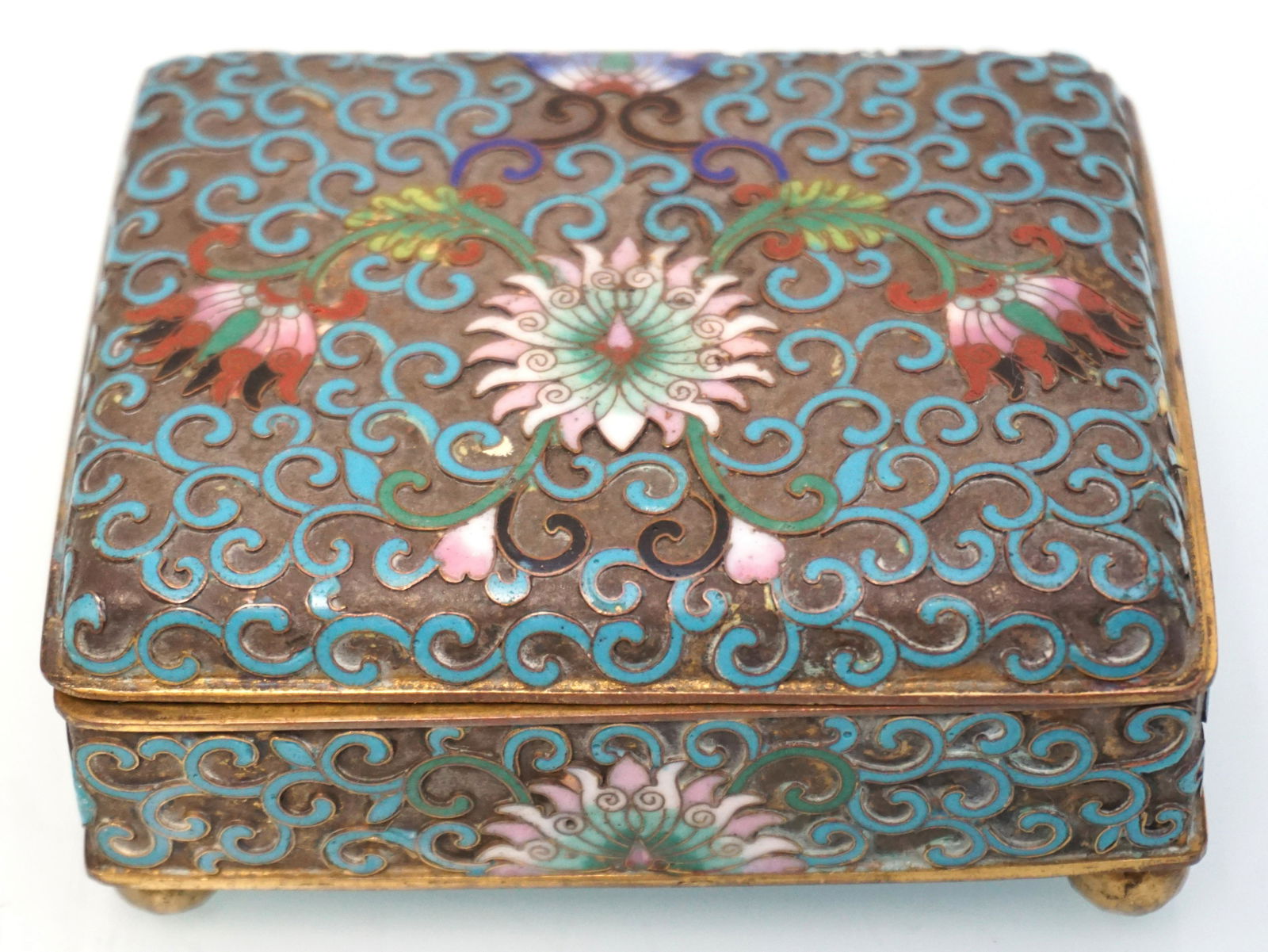 ANTIQUE CHINESE CHAMPLEVE LIDDED BOX (1 of 7)