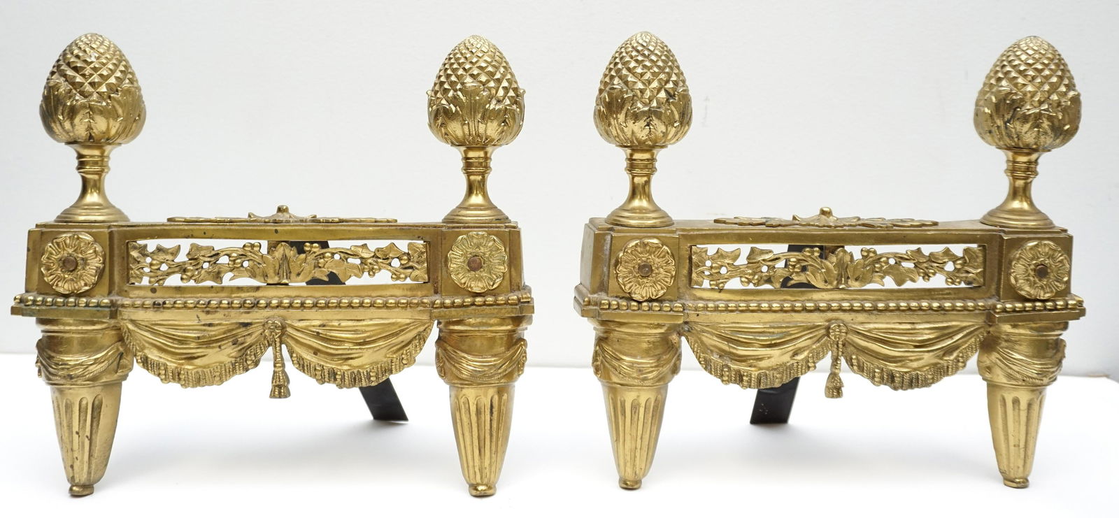 19th C. GILT BRONZE LOUIS XV1 CHENETS (1 of 8)