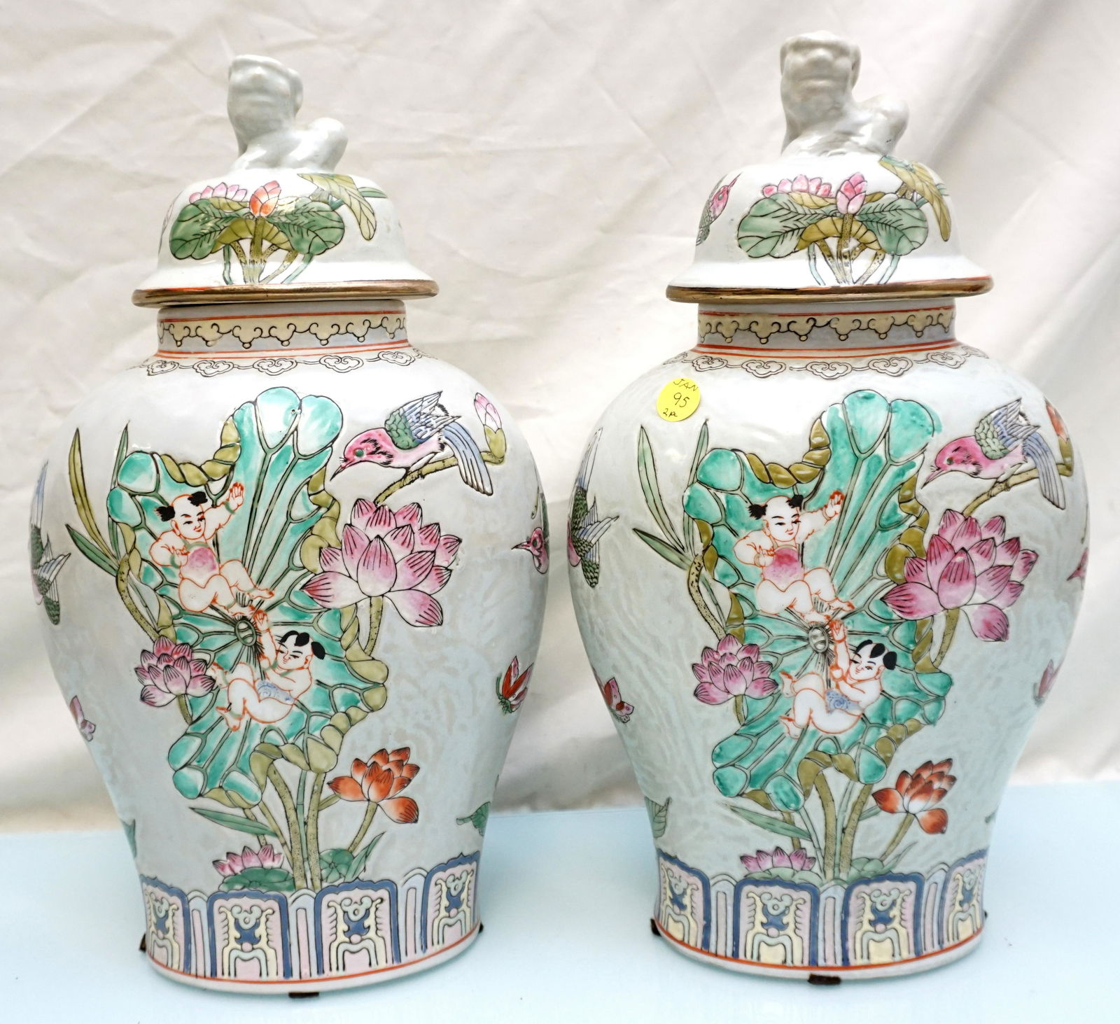 2 LARGE GINGER JARS CHILDREN AND FOOS (1 of 8)