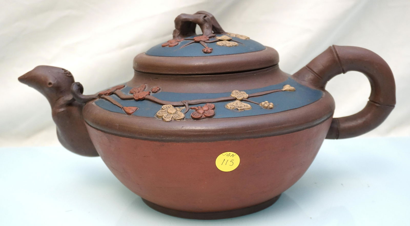 LARGE CHINESE YIXING TEAPOT PRUNUS (1 of 8)