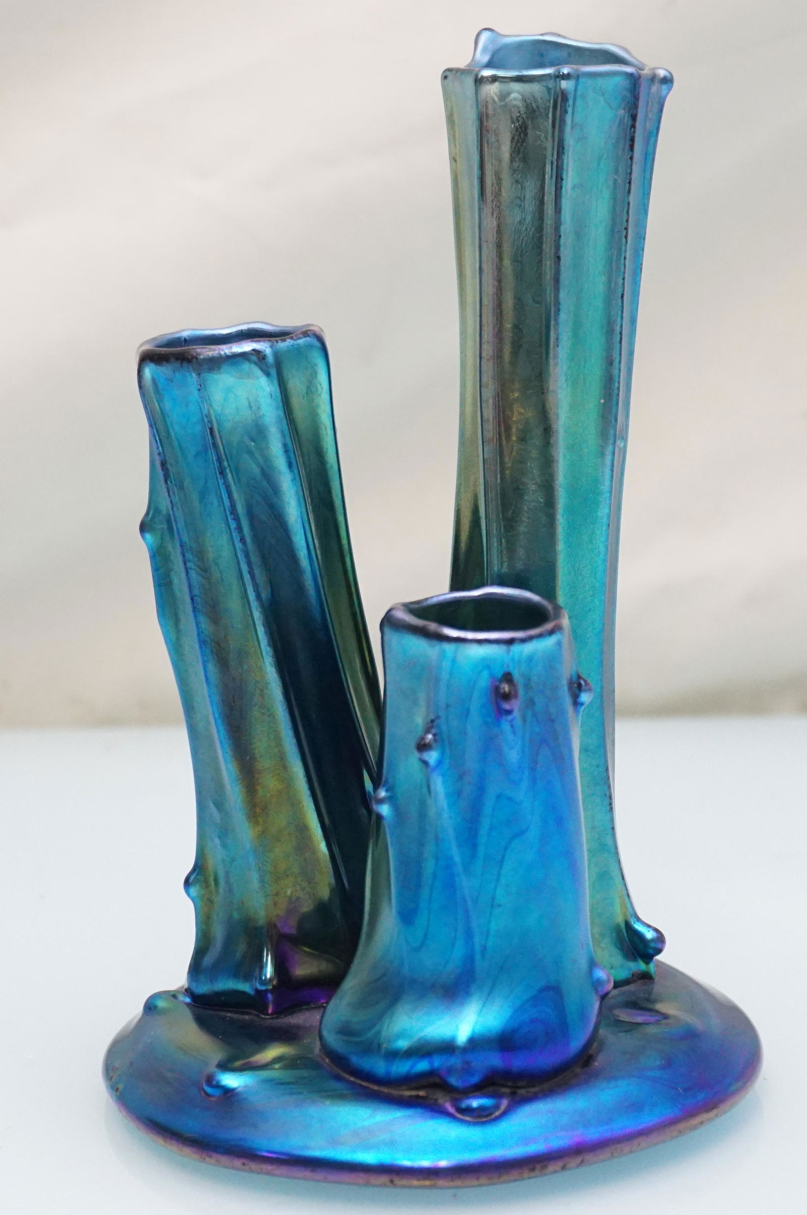 CARDER STEUBEN BLUE AURENE STUMP GLASS (1 of 7)