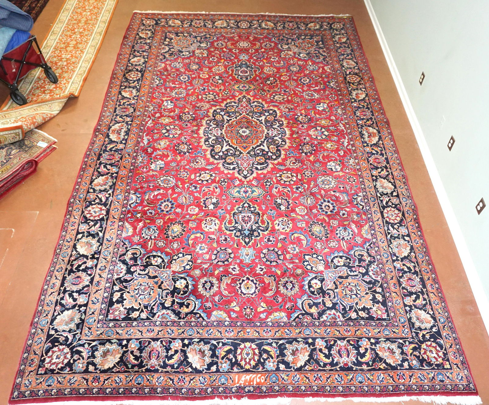 LARGE SIGNED HAND KNOTTED TABRIZ RUG 16FT (1 of 8)