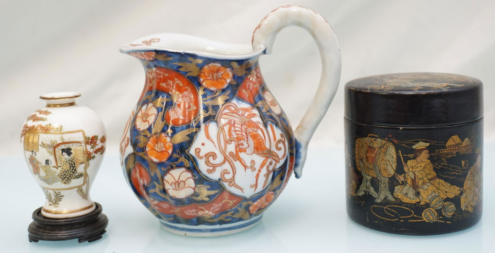 3 PC JAPANESE ANTIQUE TEA BOX - SATSUMA - IMARI (1 of 9)