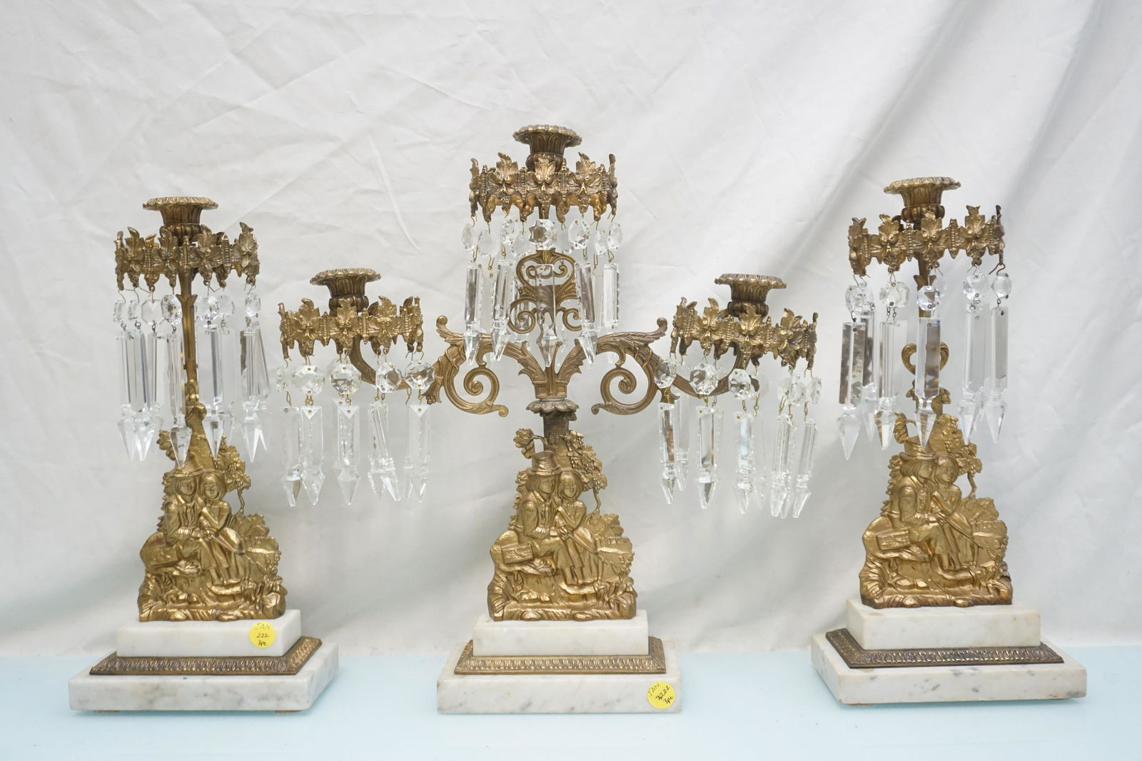 3 pc ANTIQUE GIRANDOLE CANDELABRA (1 of 6)