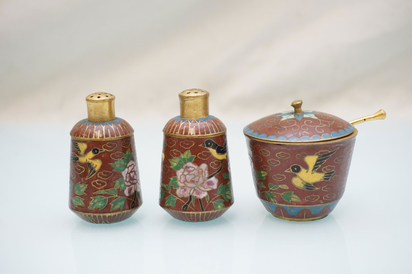3 pc CLOISONNE CONDIMENT - SALT BRONZE (1 of 5)