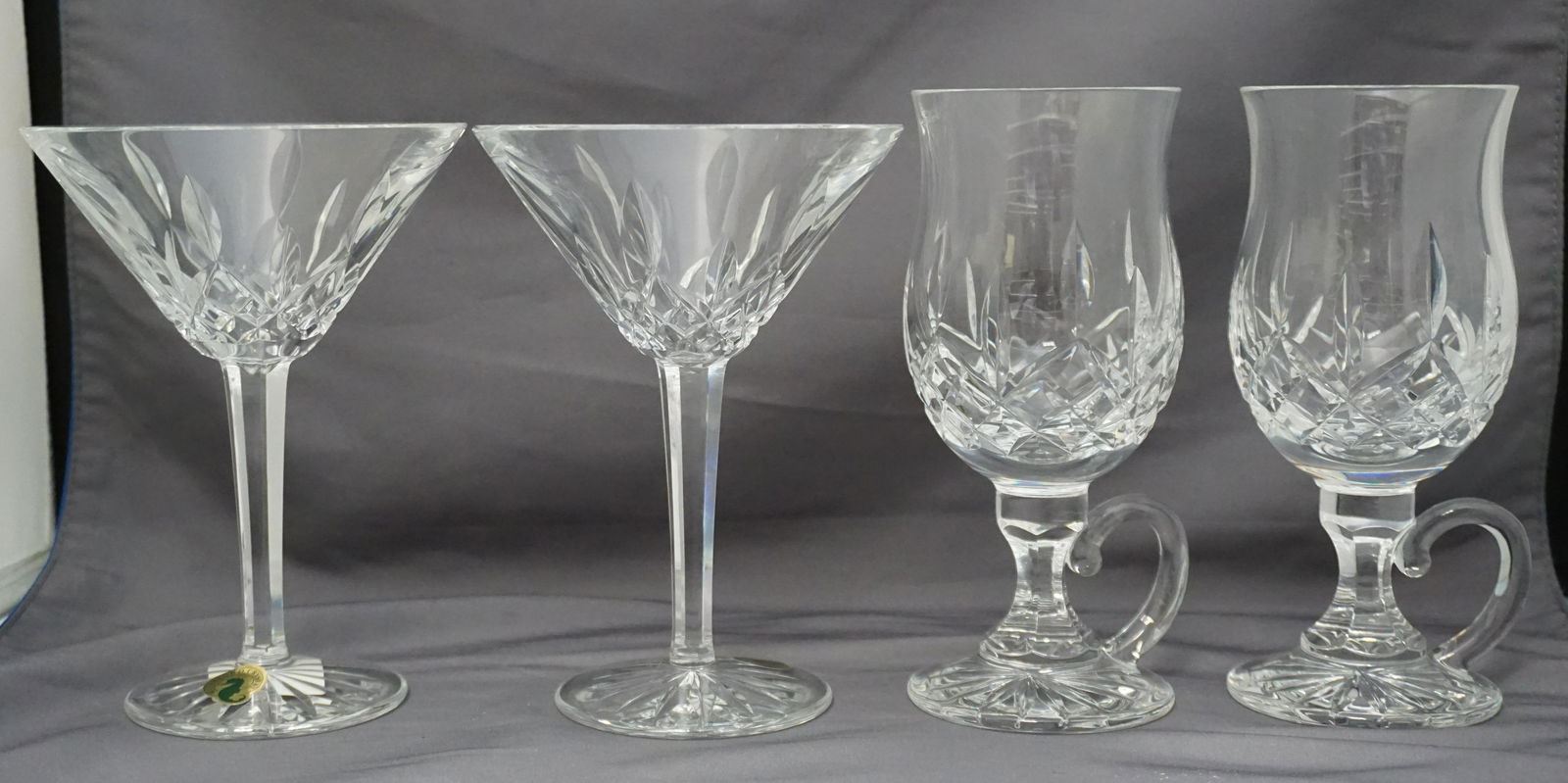 2 WATERFORD CRYSTAL LISMORE IRISH COFFEE & 2 MARTINI GLASSES (1 of 7)