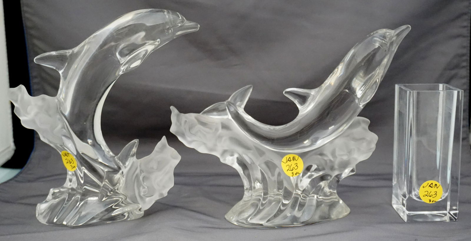 PAIR LENOX CRYSTAL DOLPHINS & MIKASA VASE (1 of 7)