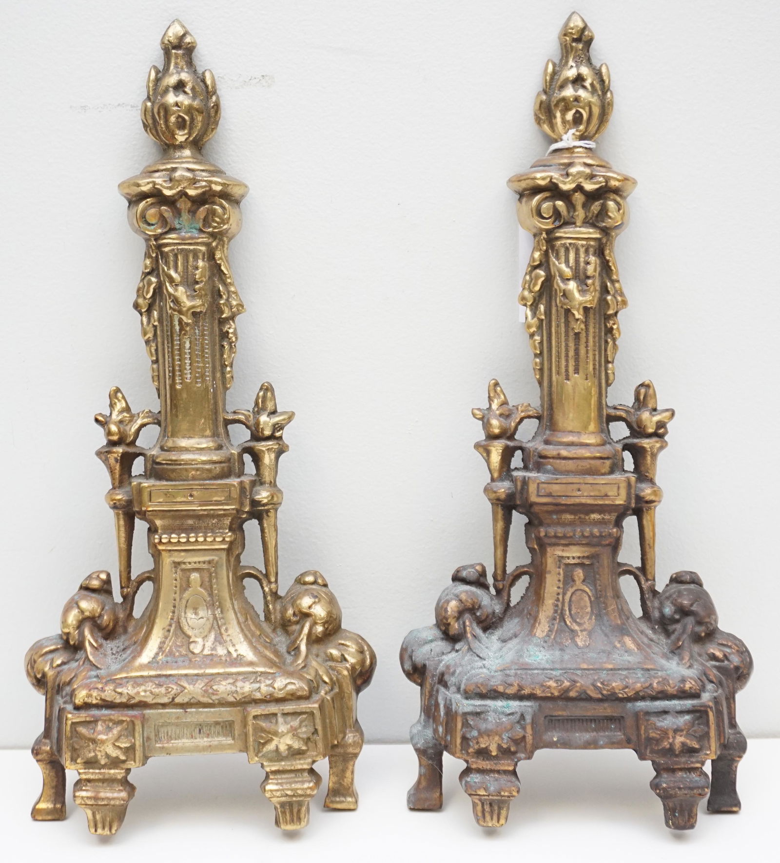 PAIR DORE BRONZE FRENCH CHENETS 1900 (1 of 4)