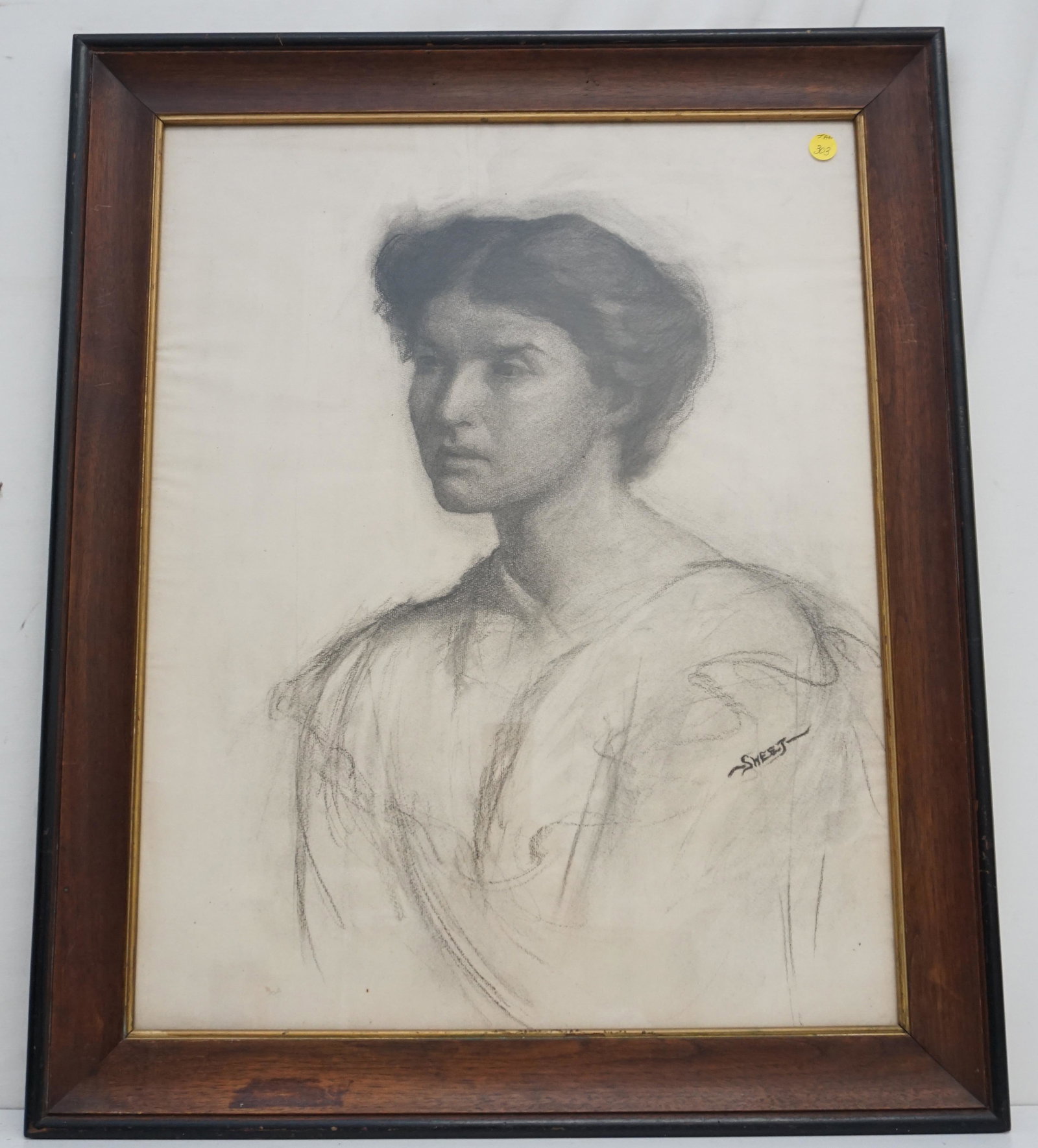 ANTIQUE CHARCOAL / GRAPHITE PORTRAIT (1 of 5)