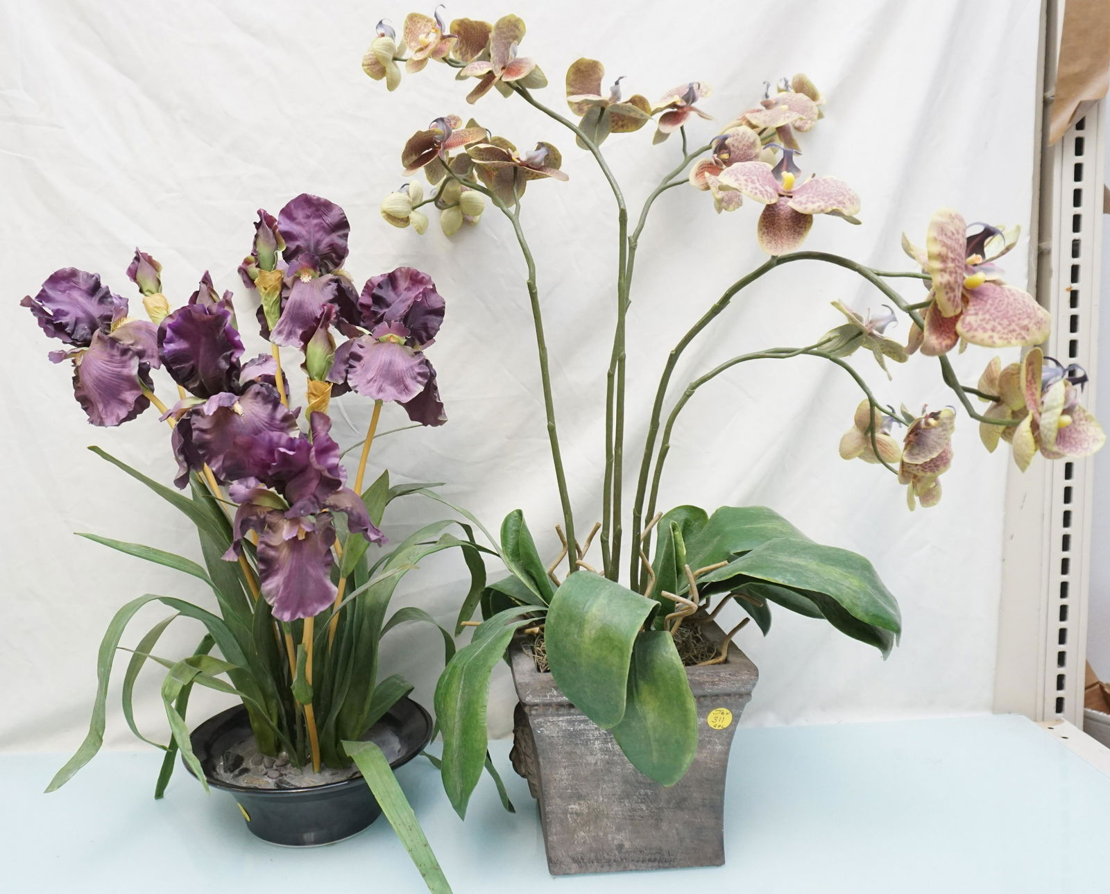 2 FAUX FLOWER ARRANGEMENTS IRIS & ORC (1 of 2)